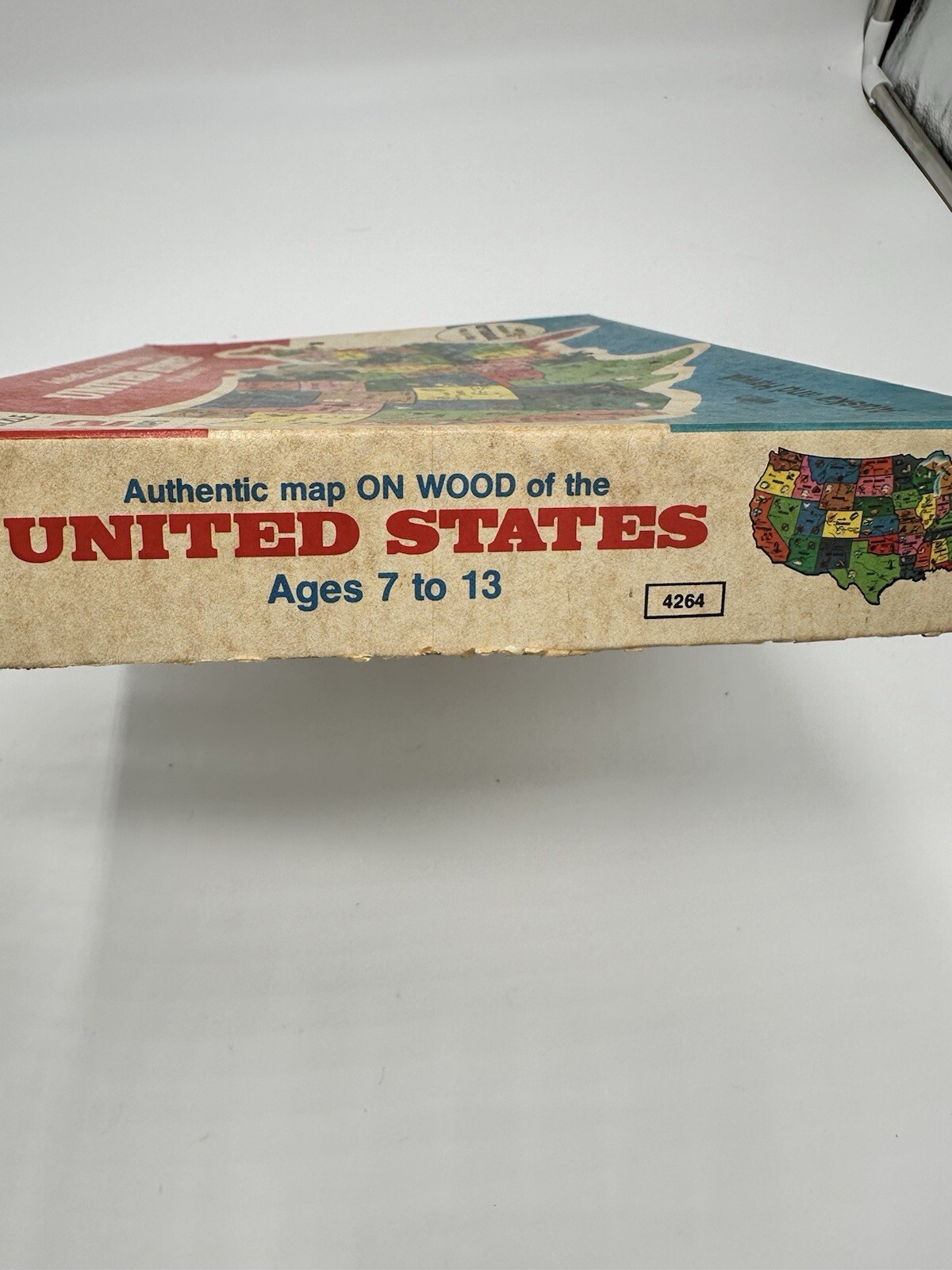 Vintage Wood Puzzle 1975 – Map of the United States and World (Reverse Side)