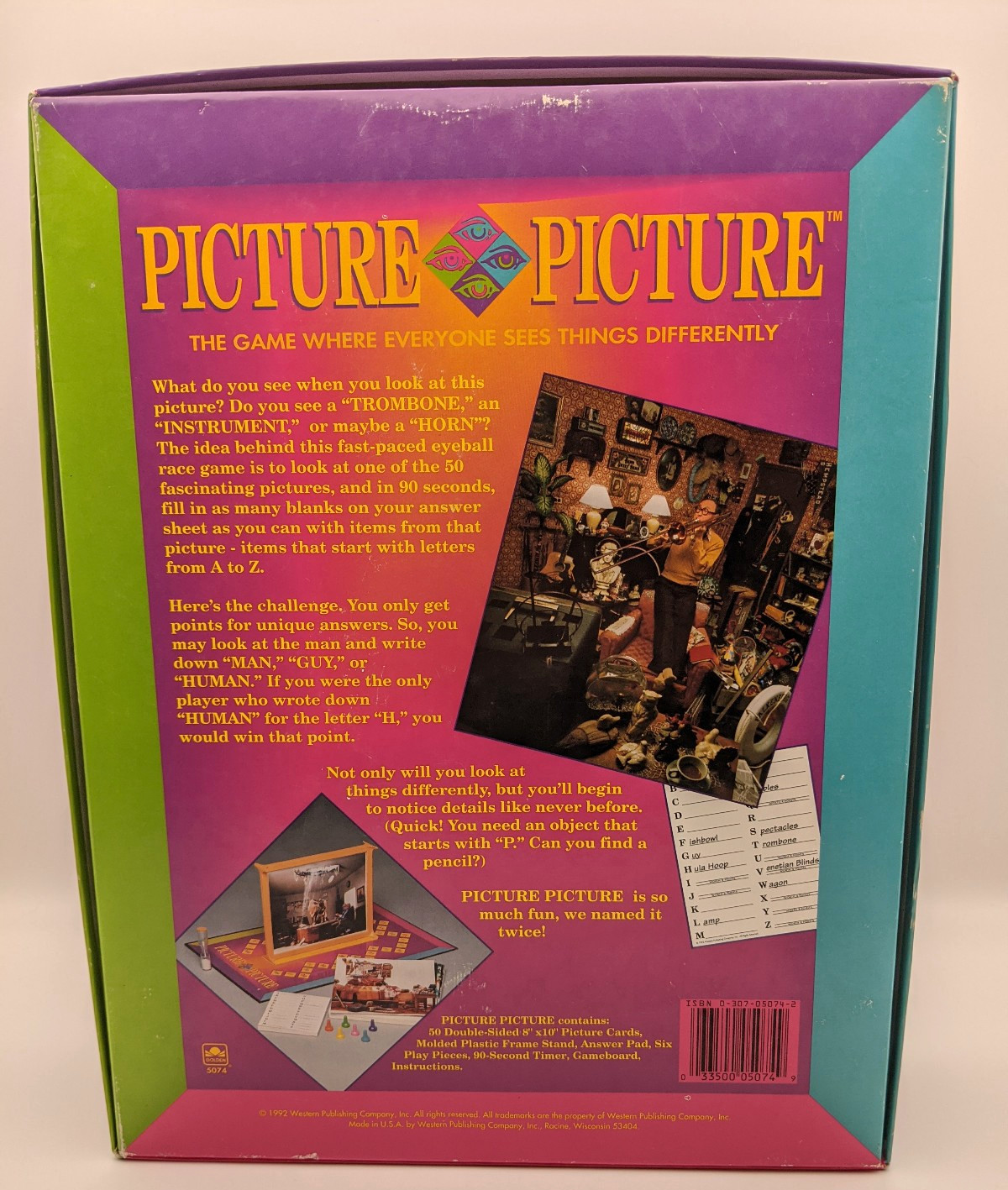 Picture Picture Board Game by Western Publishing Company 1992 Made USA Complete
