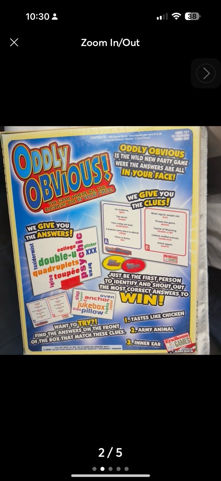 Oddly Obvious Game Endless Games The Answers Are All In Your Face New Sealed