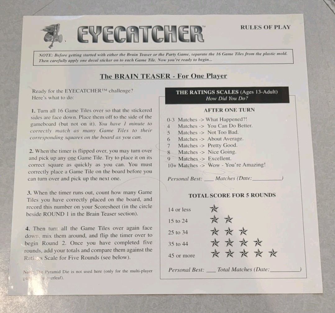 EYECATCHER Brain Teaser Complete Game Eye Catcher 2000