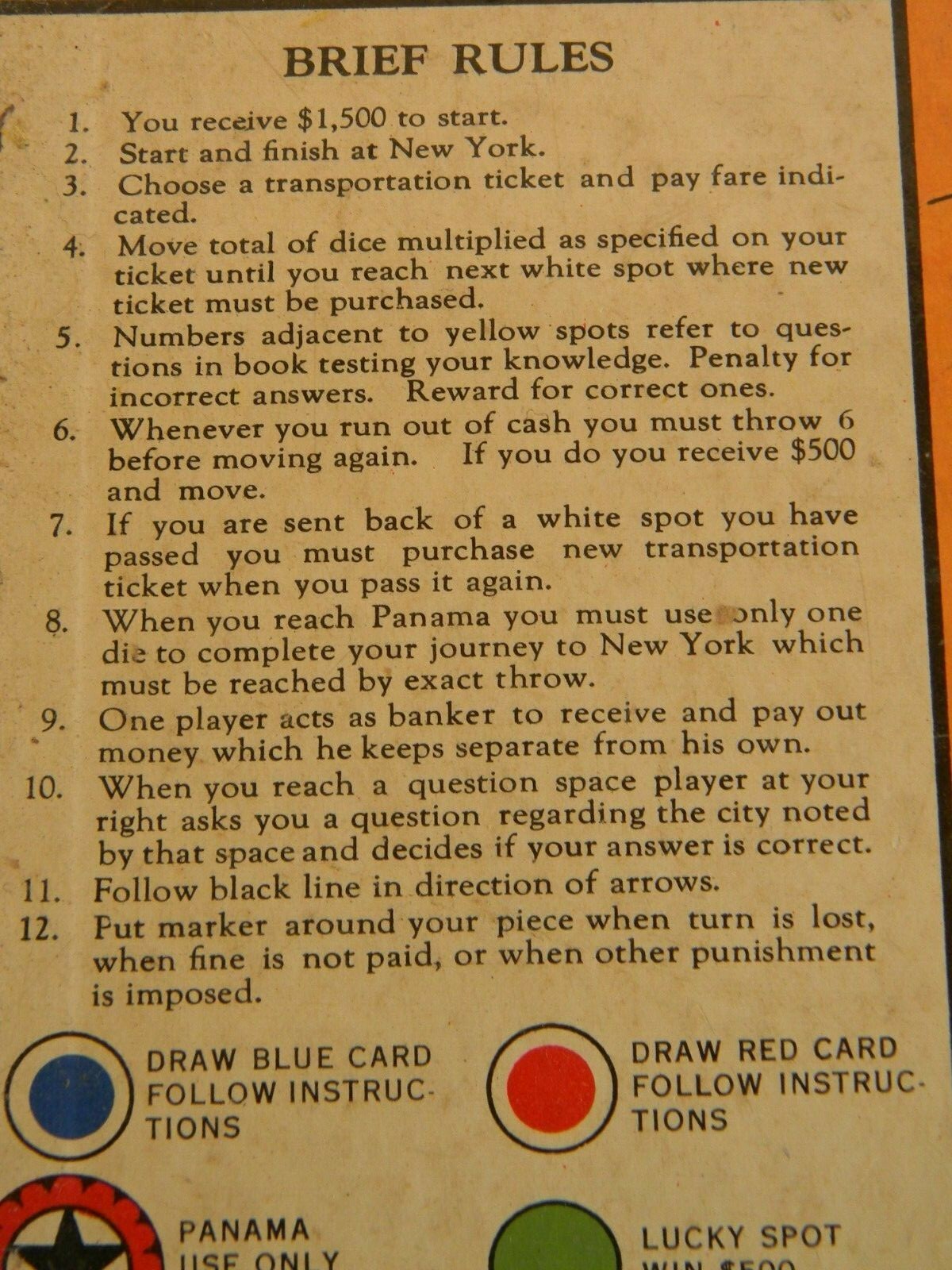 Lowell Thomas Travel Game Board 30’s