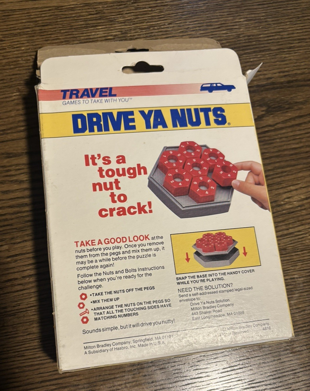 Drive Ya Nuts Vintage 1987 Milton Bradley Puzzle Travel Game Brain Teaser Box