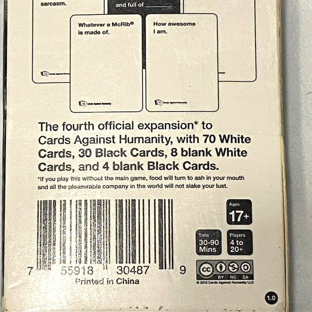 Cards Against Humanity Card Game Fourth Expansion Adult 100 Card Great Condition