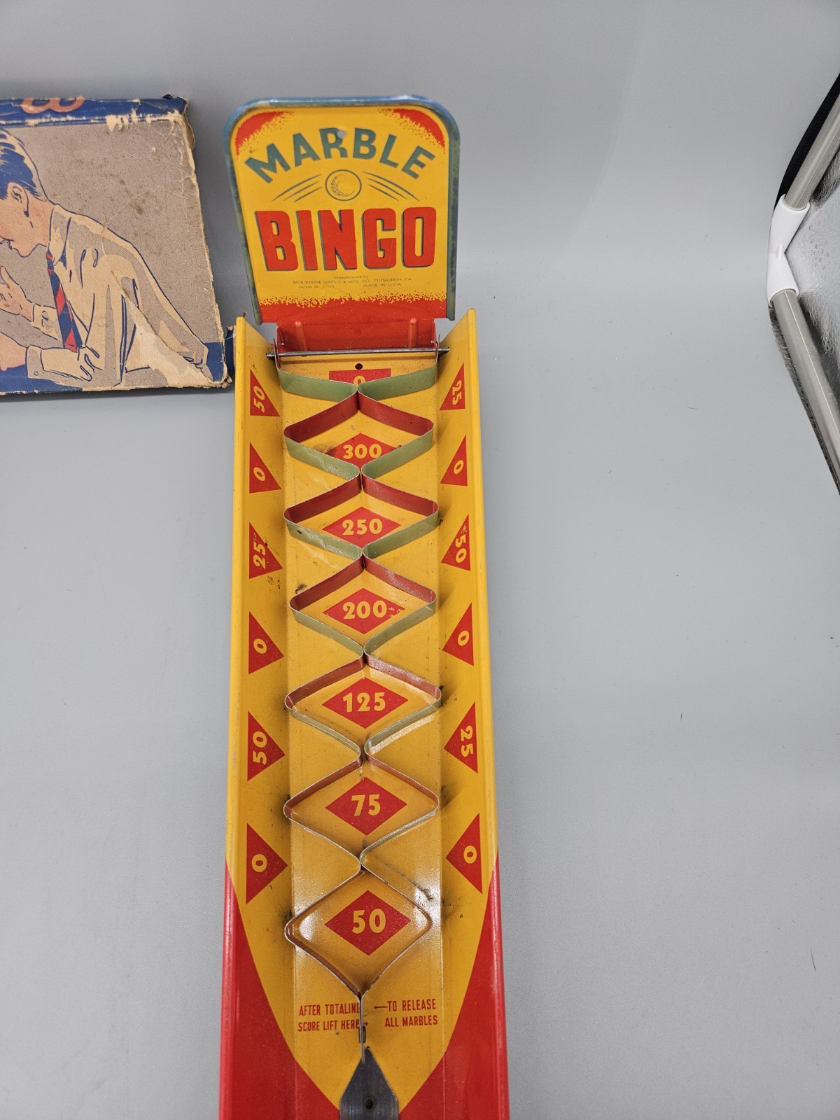 Vintage Wolverine Supply Co. Tin Lithographed ‘Marble Bingo’ Game W/Box