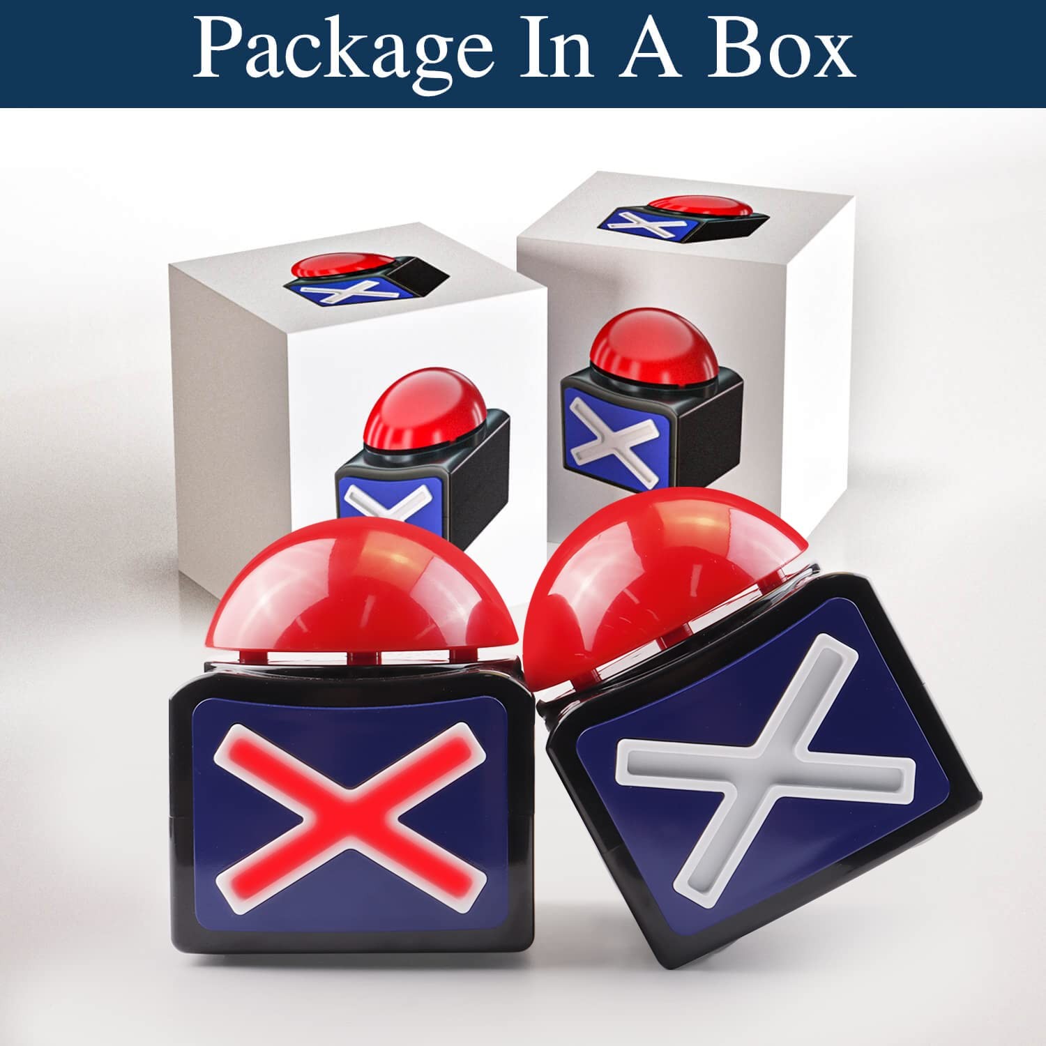 4Pack Game Buzzer – Quiz Trivia Lights Sound, Red Game Buzzer for Adults