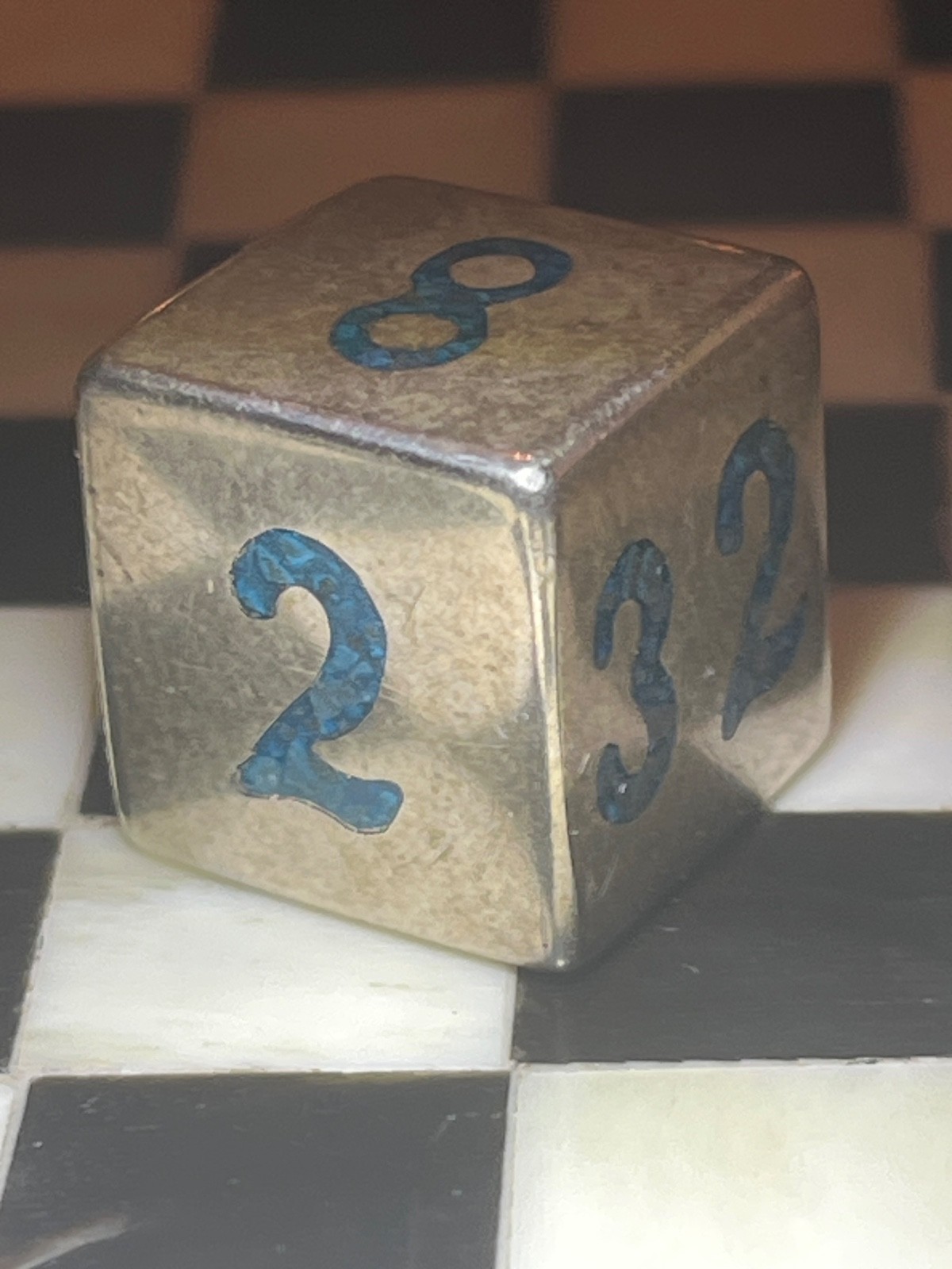 Vintage RARE sterling silver backgammon doubling cube dice 021626@