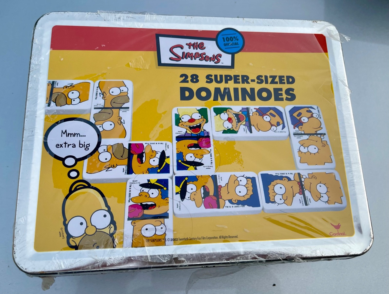 THE SIMPSONS 28 Super-Sized Dominoes Game Lunchbox Style Tin New SEALED 2002 V