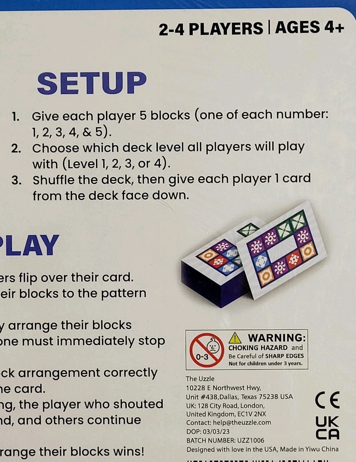 The Uzzle Board Game Block Puzzle Games for Ages 4+ Children & Adults New