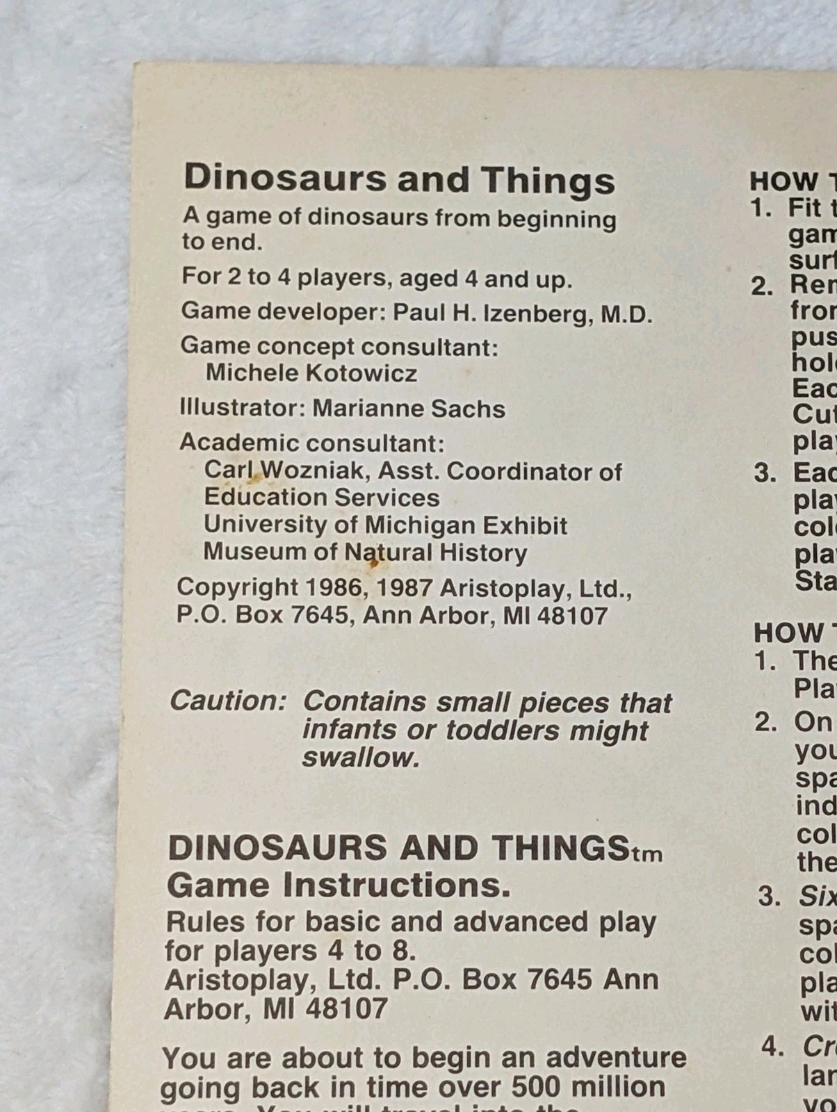 Vintage Dinosaurs and Things Puzzle Board Game 1986 Aristoplay – COMPLETE Rare