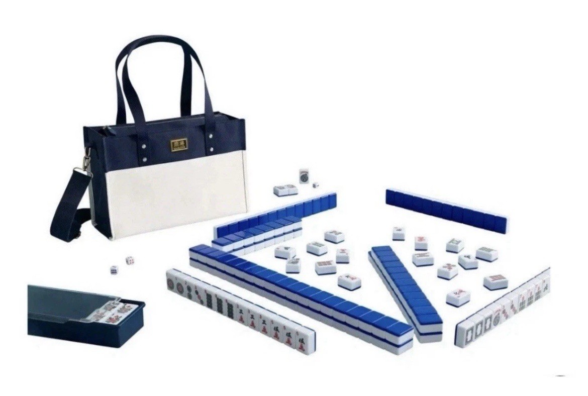 NEW Mahjong Tile Set with Storage Tote 166pc Oversized Tiles 8+ Years, Open Box