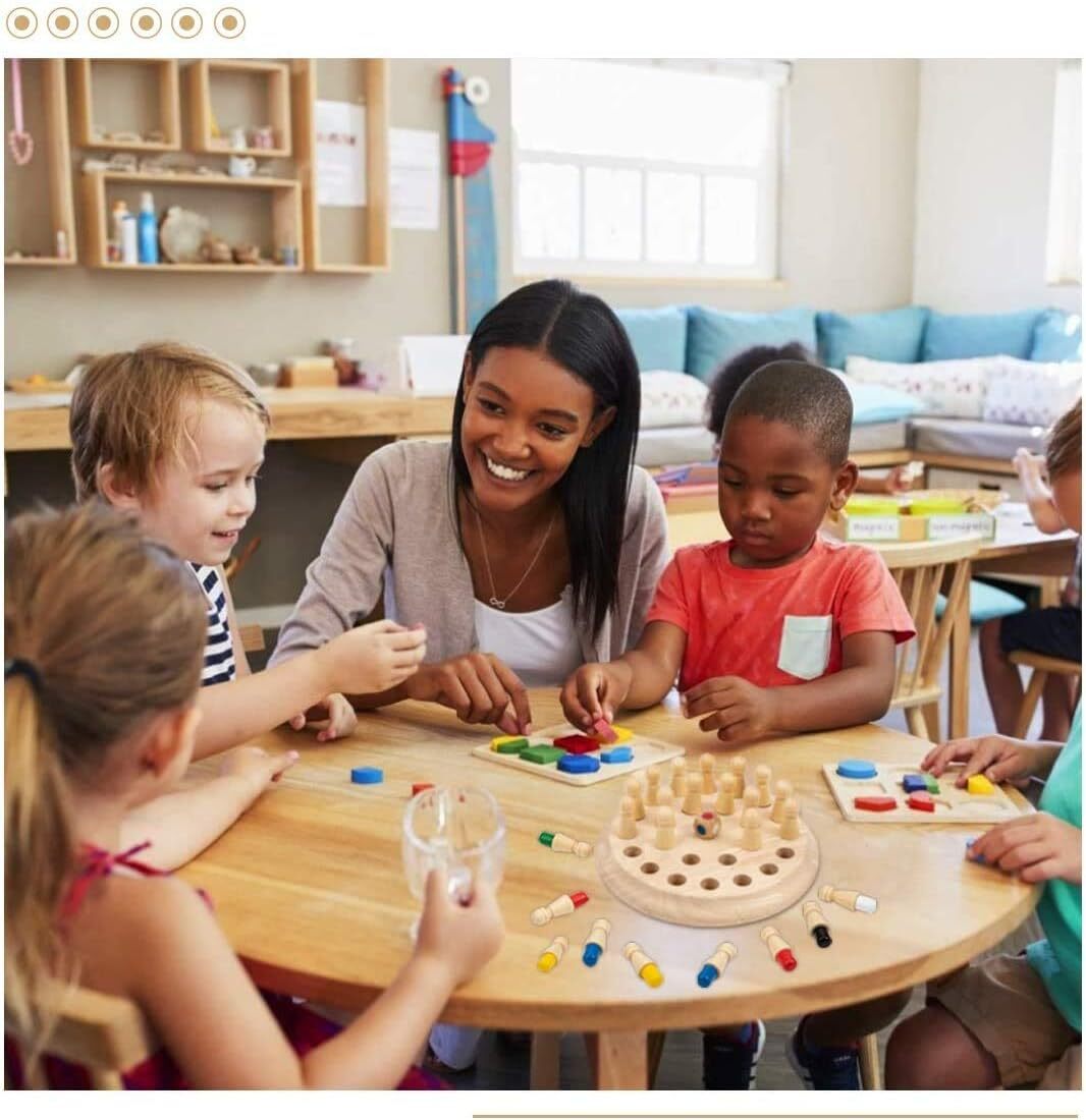 Gifts for Kids-Wooden Memory Chess Board Game: Color Memory Matching Brain Game
