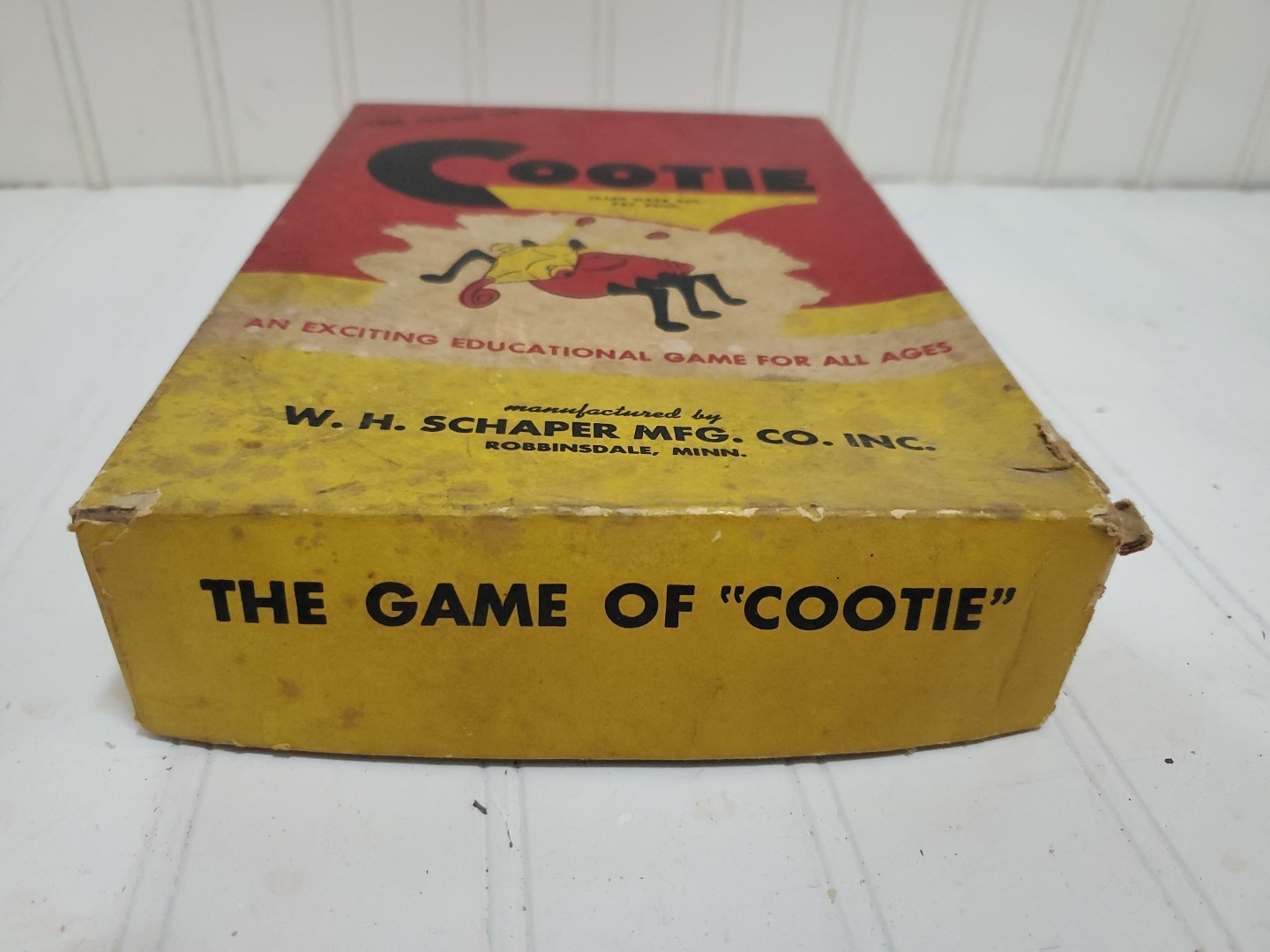 Vtg Bug Board / Dice Game: “COOTIE” 1949 Original Box W.H. Schaper MFG. Complete