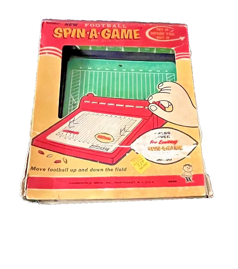 Vintage 1950s-60s Hasbro Mechanical Football Spin-a-Game Toy w/ Original Box