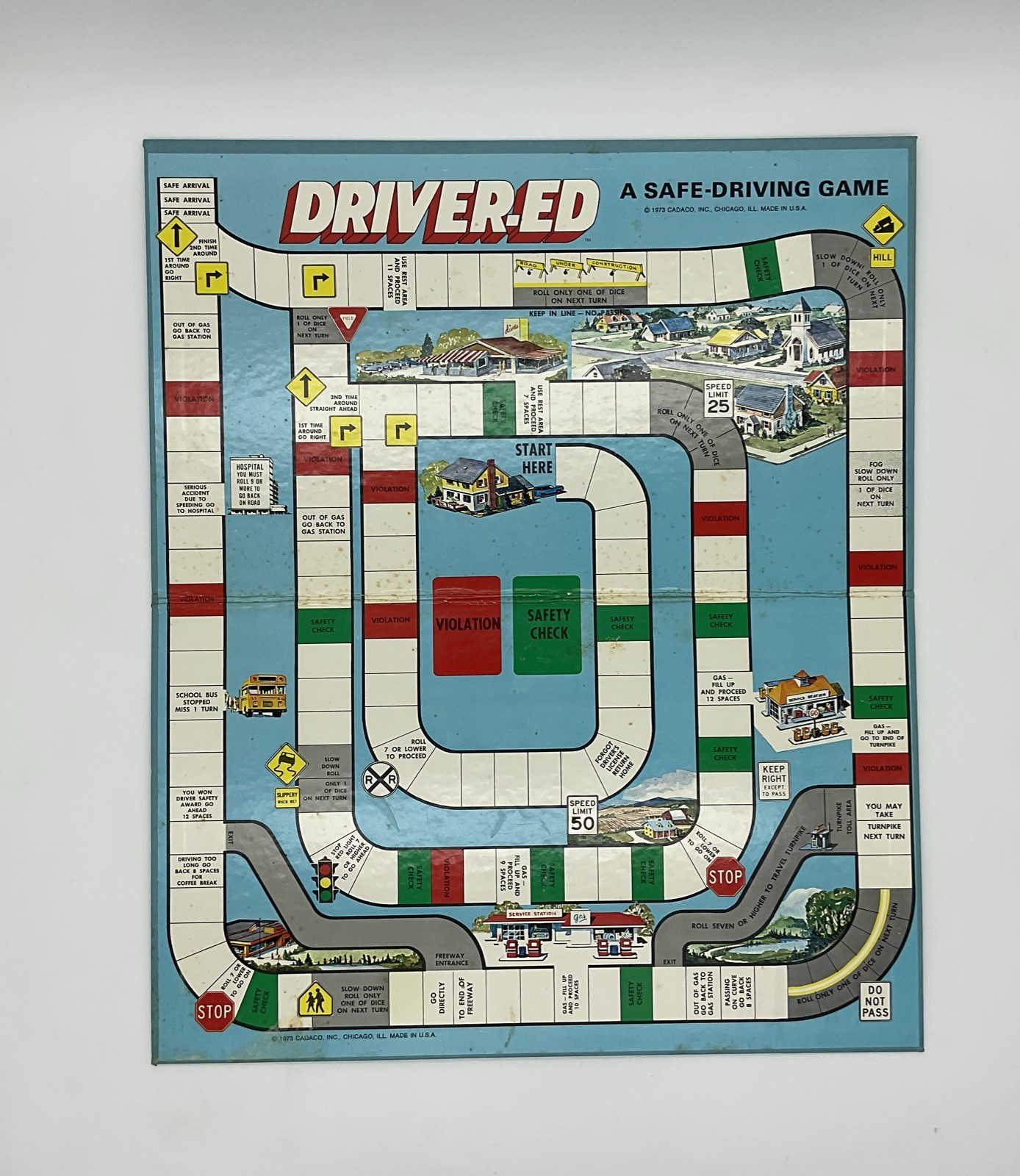 Vintage 1971 OFFICIAL DRIVERS-ED The Driver Education Board Game Cadaco COMPLETE