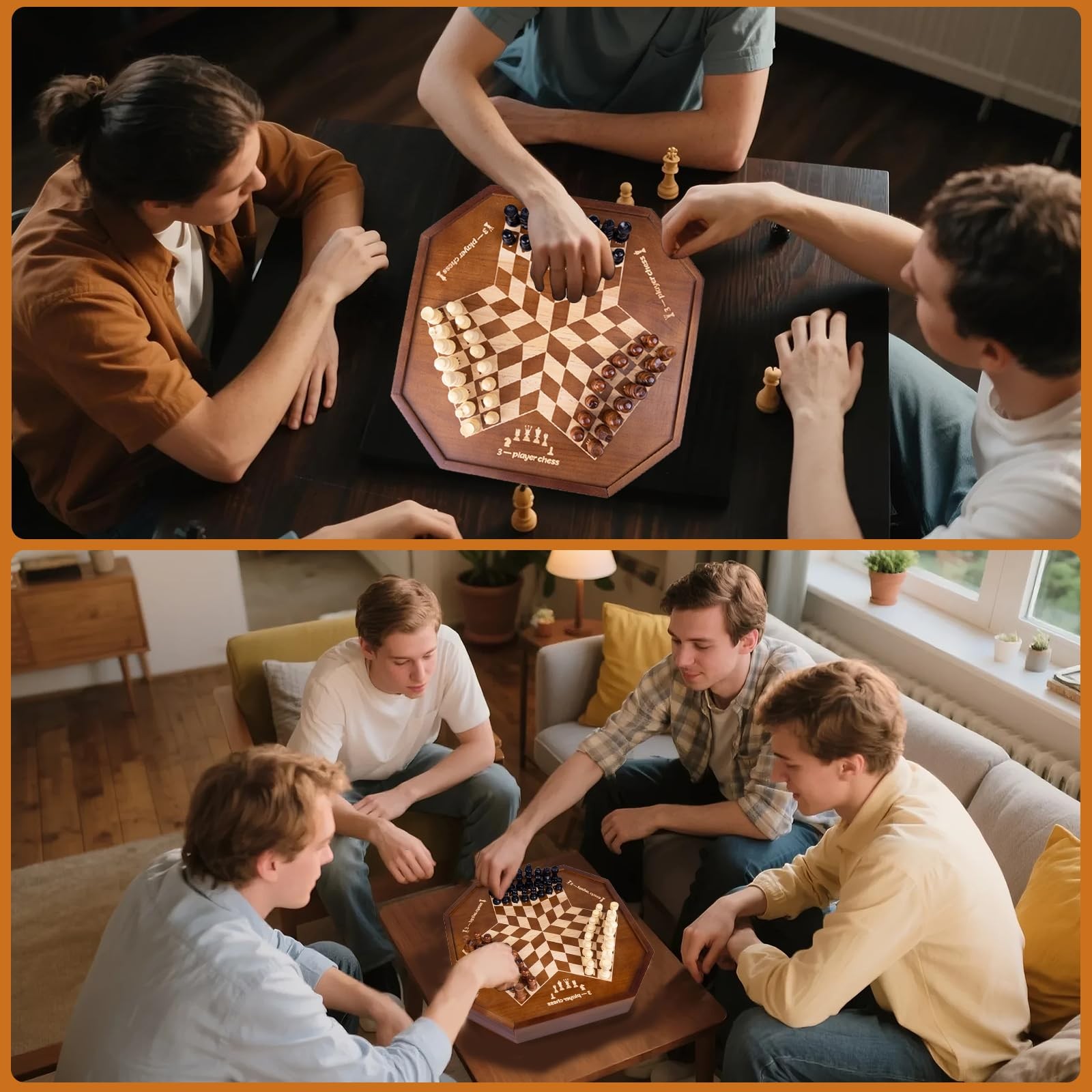 3 or 4 Player Wooden Chess Board Game Set, Chess Game,IQ Game, A Chessboard w…