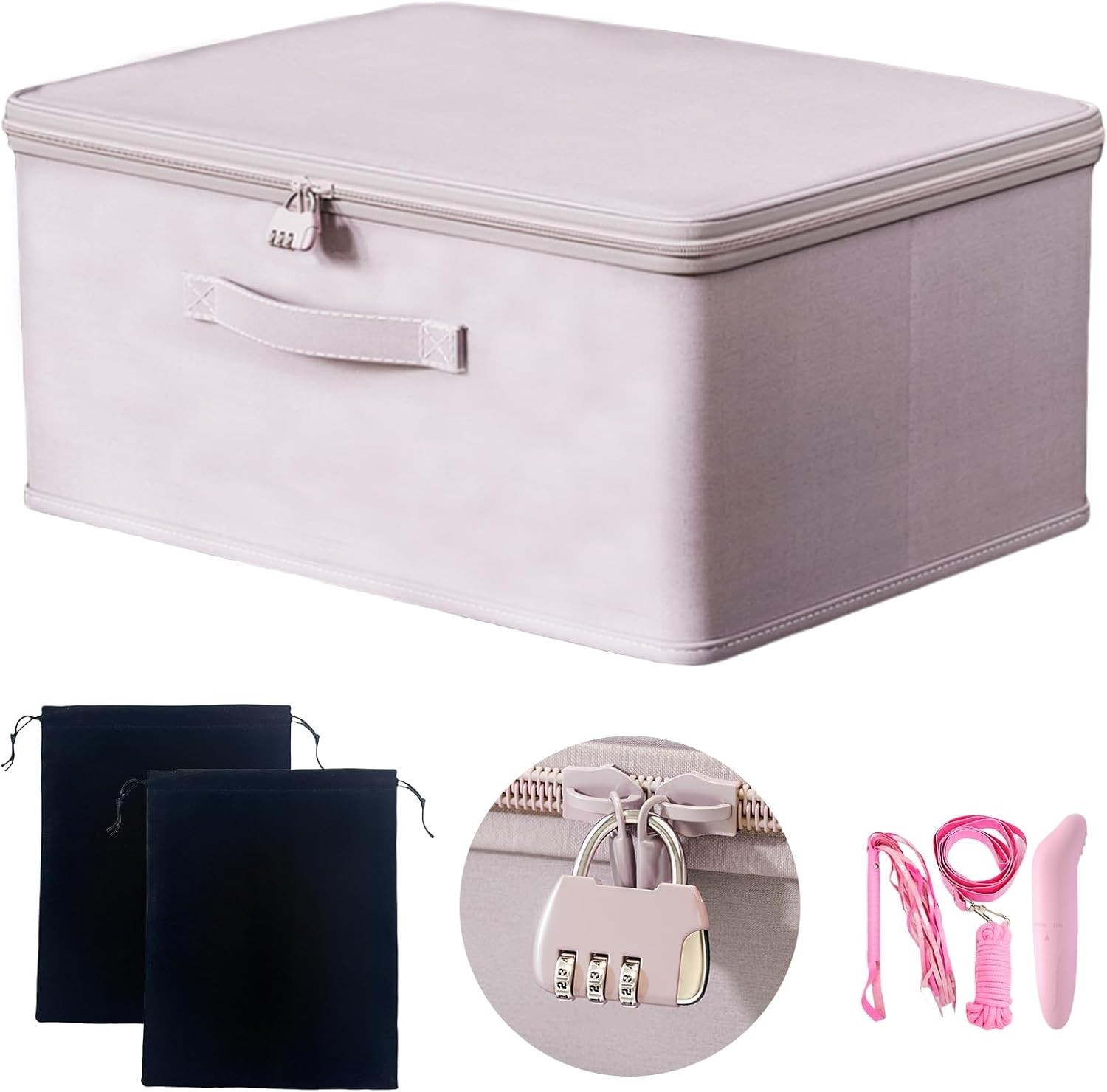 Adult Game Toy Storage Bag with Lock and Handles 15 x 10 Inch Lightweight Design
