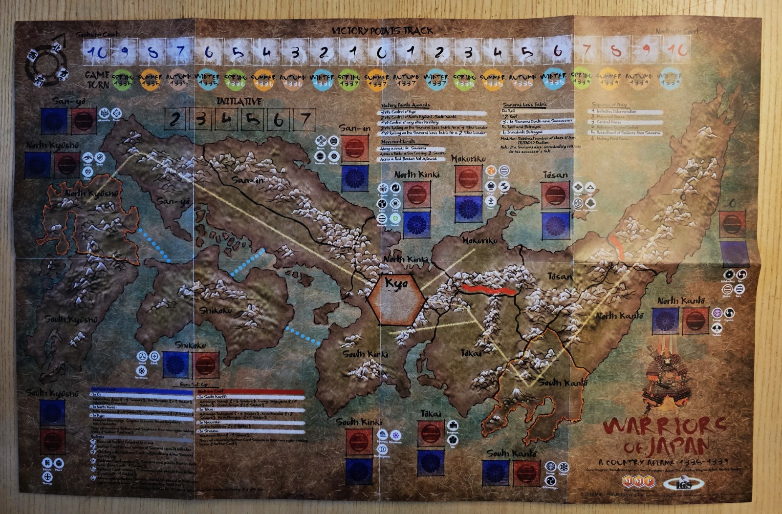 “WARRIORS OF JAPAN” WAR BOARD GAME – MMP – PUNCHED, COMPLETE