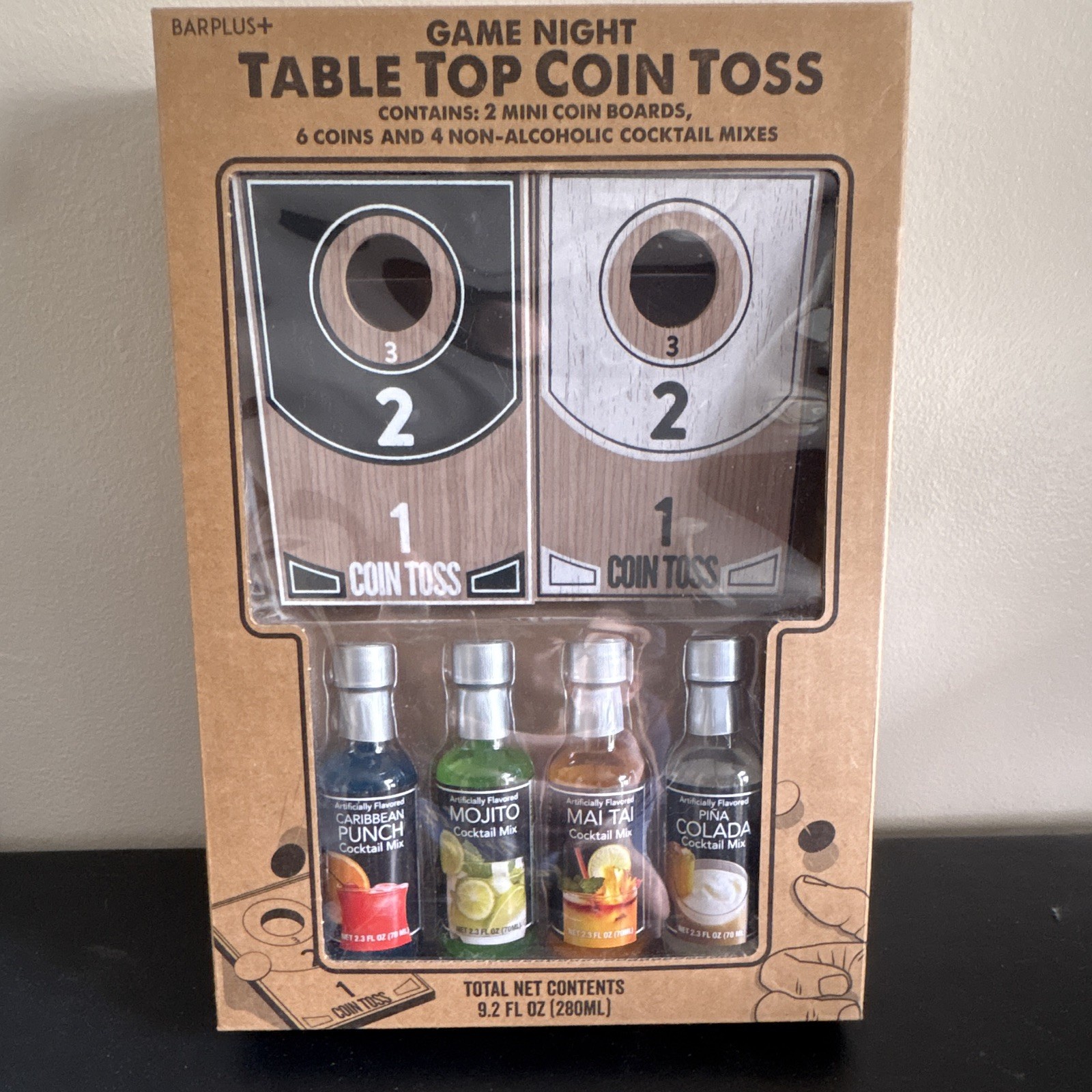 Barplus+ Table Top Coin Toss Tabletop Game Set w/ Drink Mixes, 2+ Players