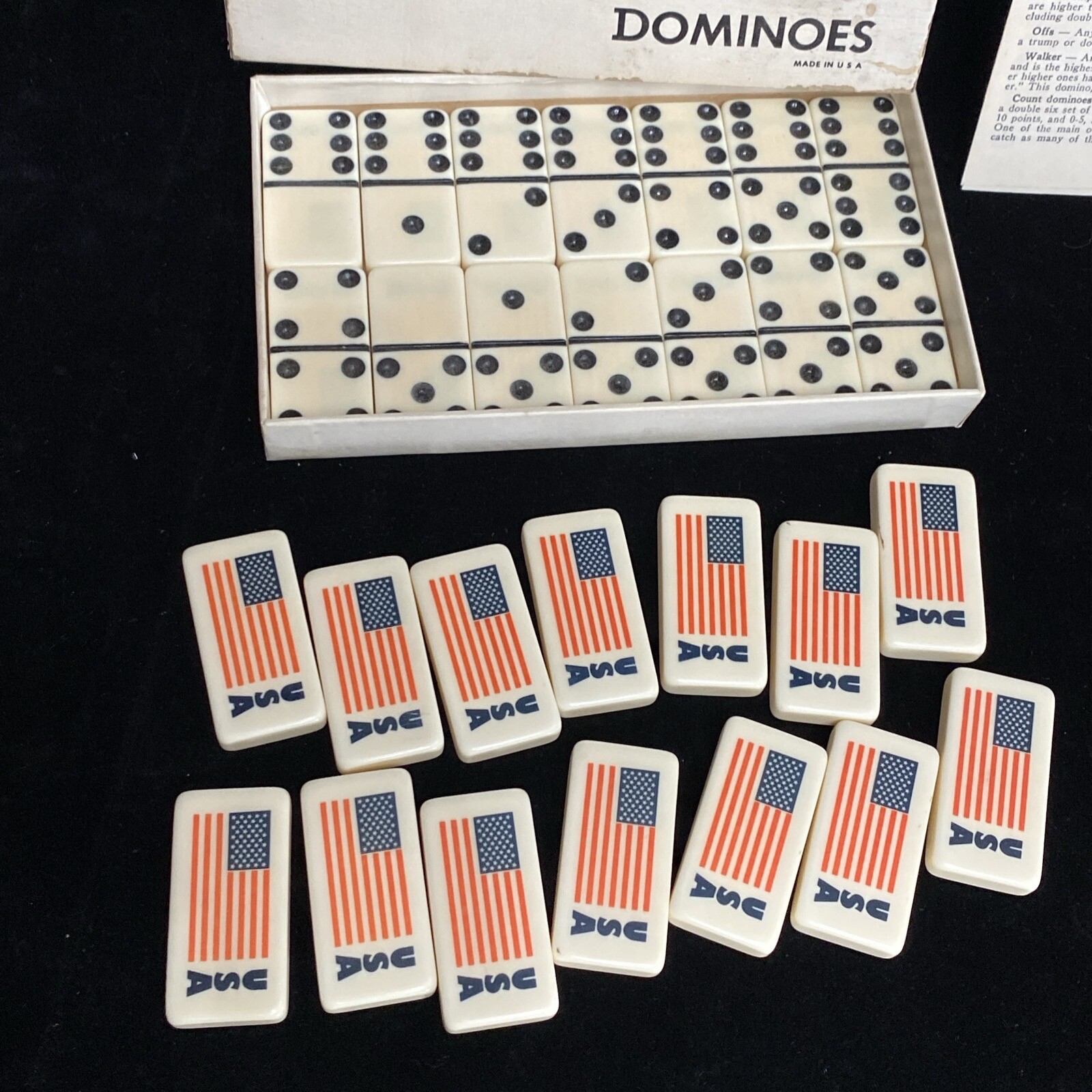 Vintage Set Of White Puremco No. 616 Standard Marblelike Dominoes Made In USA A1