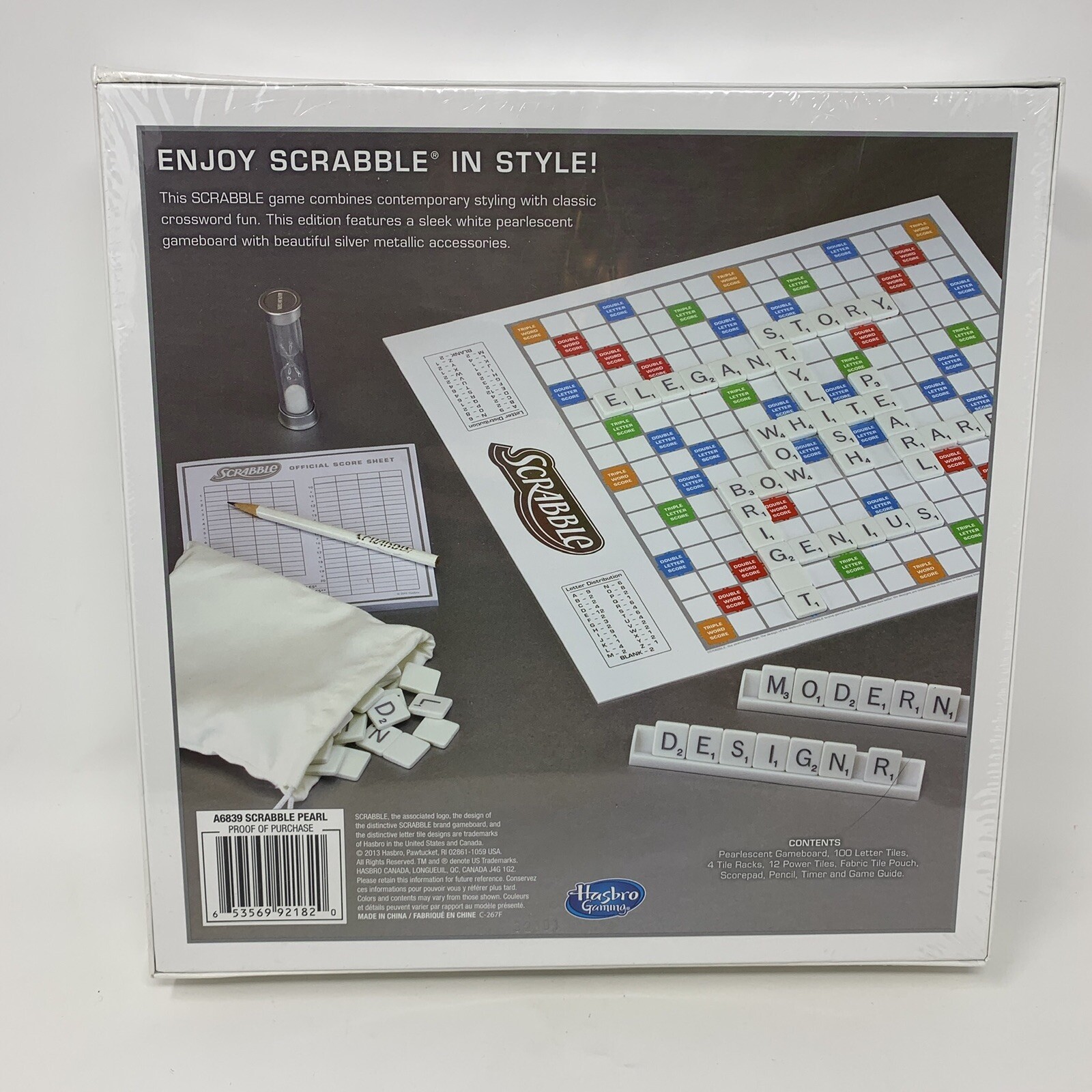 SCRABBLE Edition Pearlescent Board White w/Silver Accents Hasbro 2013 Sealed
