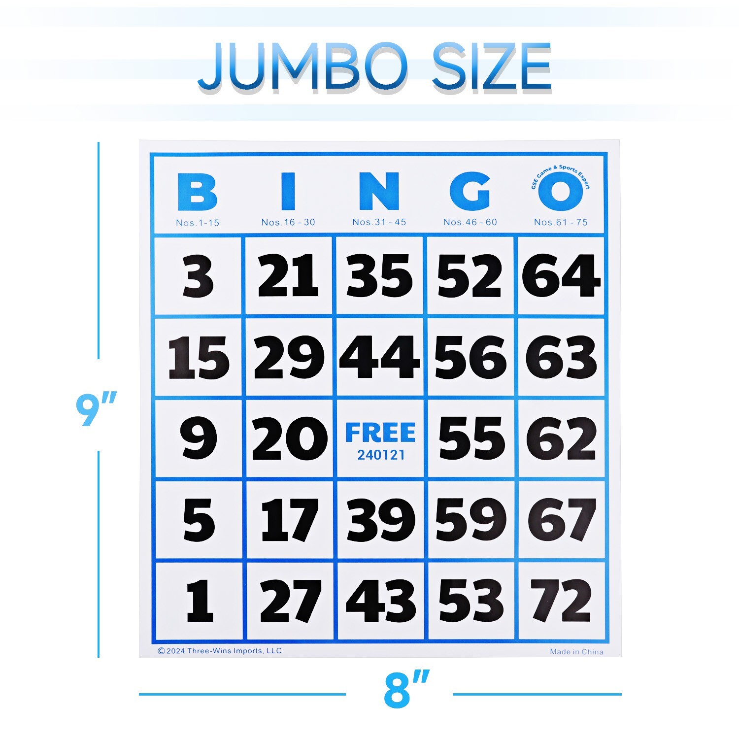 50-Pack EZ Reader Jumbo Bingo Cards for Bingo Game/Large Multicolor Bingo Sheets
