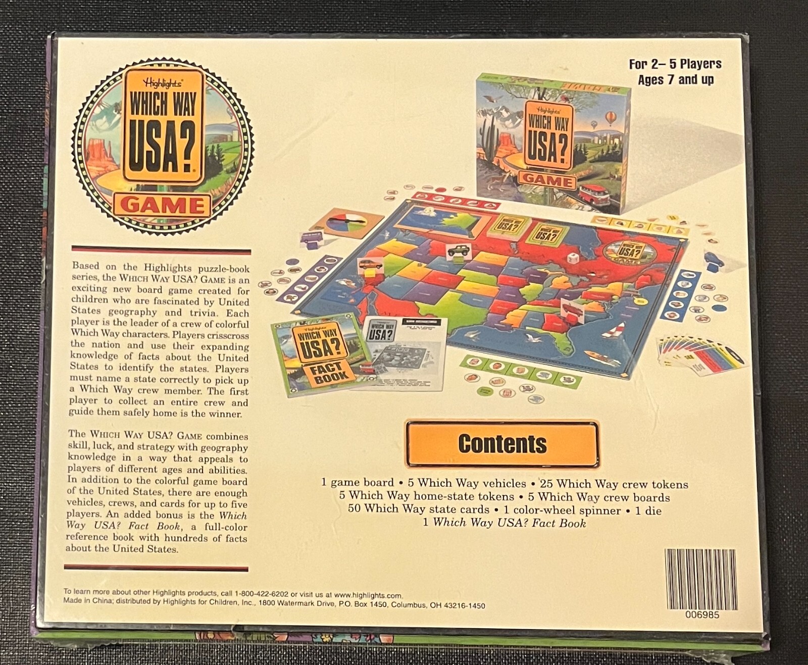 Highlights Which Way USA Board Game Geography Trivia Brand New