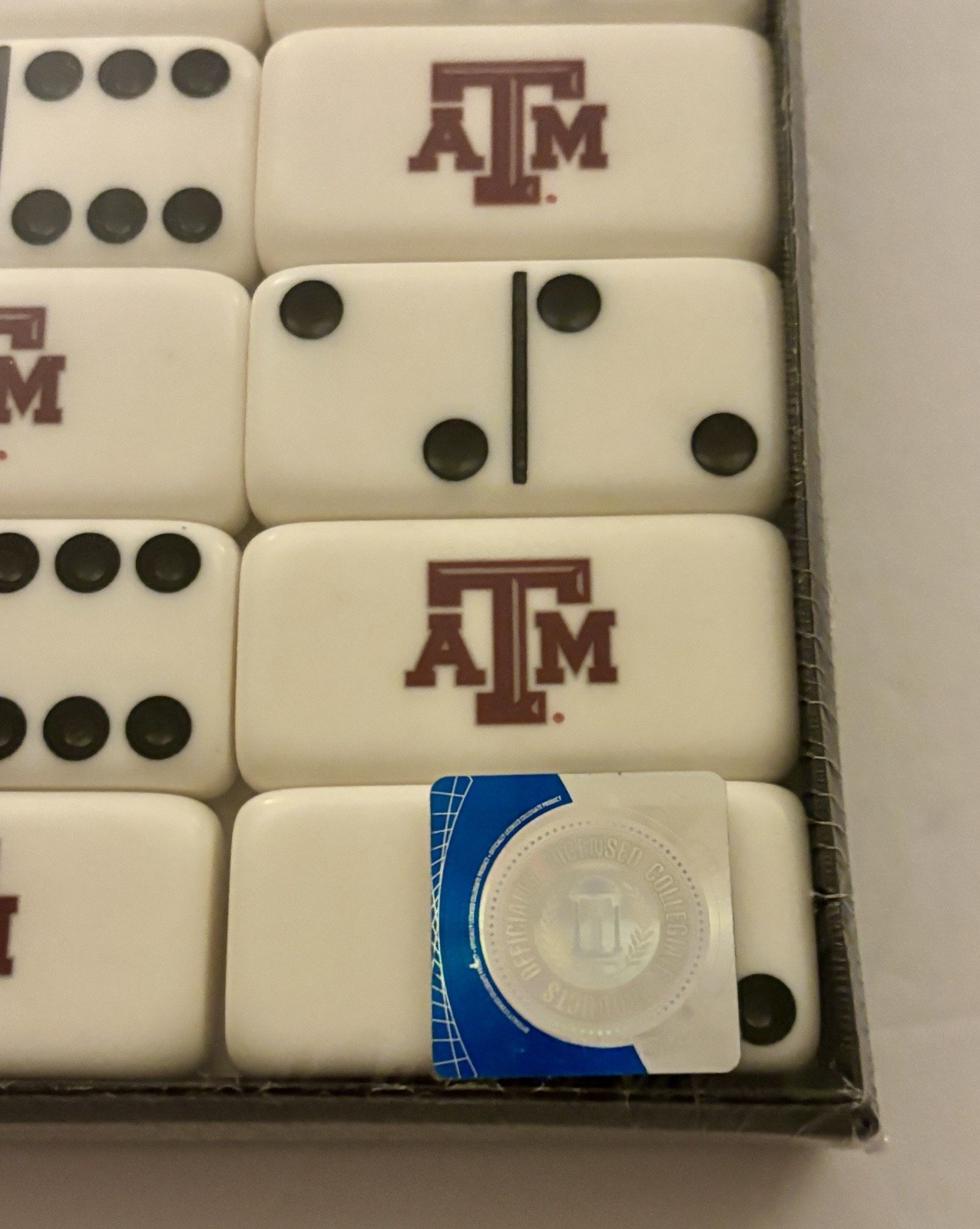 New & Sealed Texas A&M Logo Puremco Professional Extra Thick Marblelike Dominoes