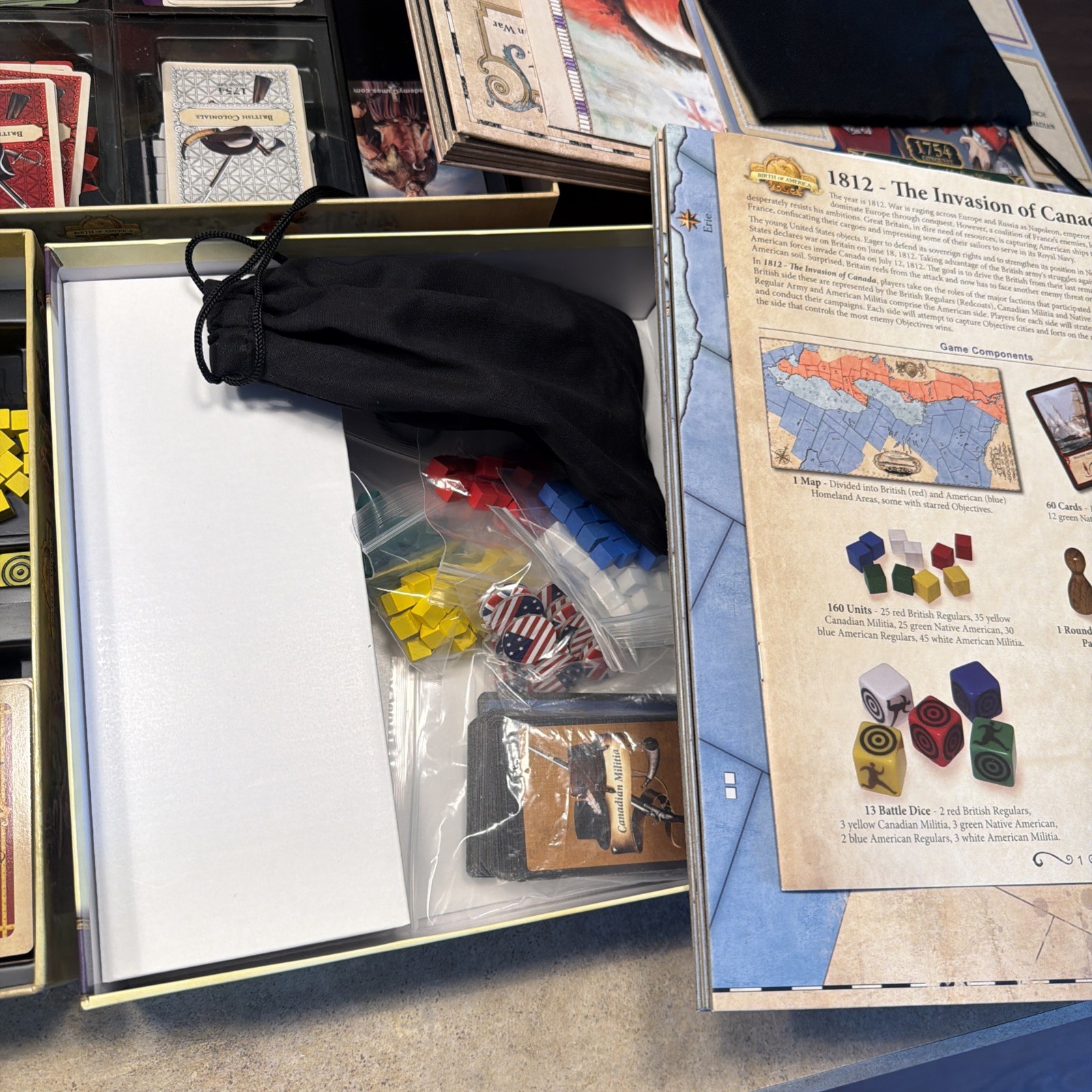 1754: Conquest + 1775: Rebellion + 1812: Invasion Of Canada board games Complete