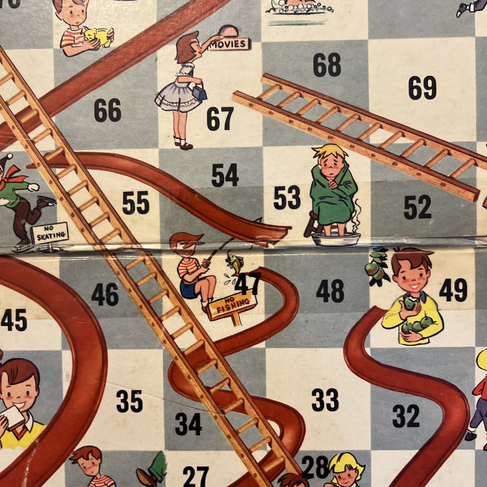 VTG 1950s CHUTES and LADDERS Board Game No 4600 Milton Bradley BOARD ONLY *Read*