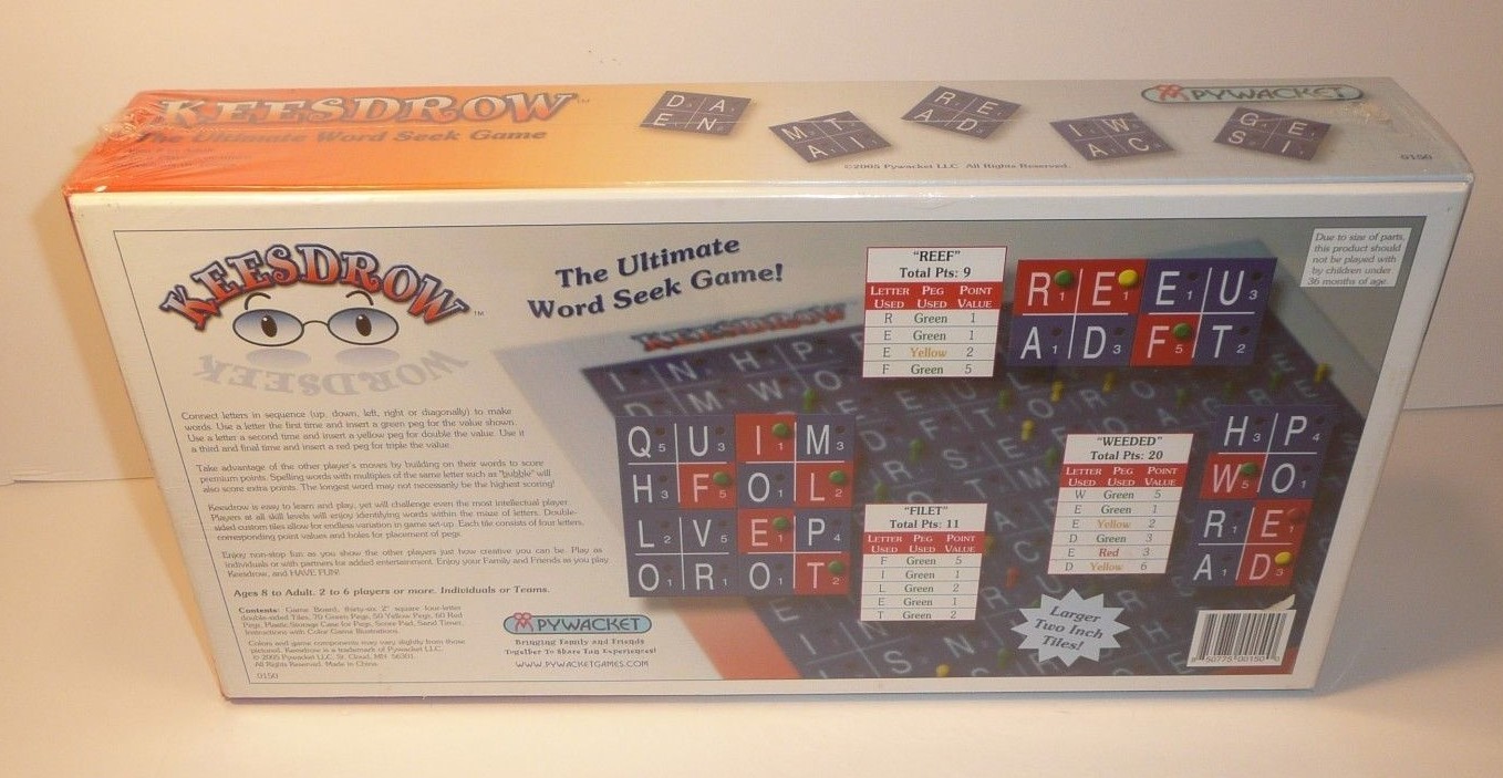 Keesdrow The Ultimate Word Seek Game Board Game Mensa Smart Play Toy Pywacket