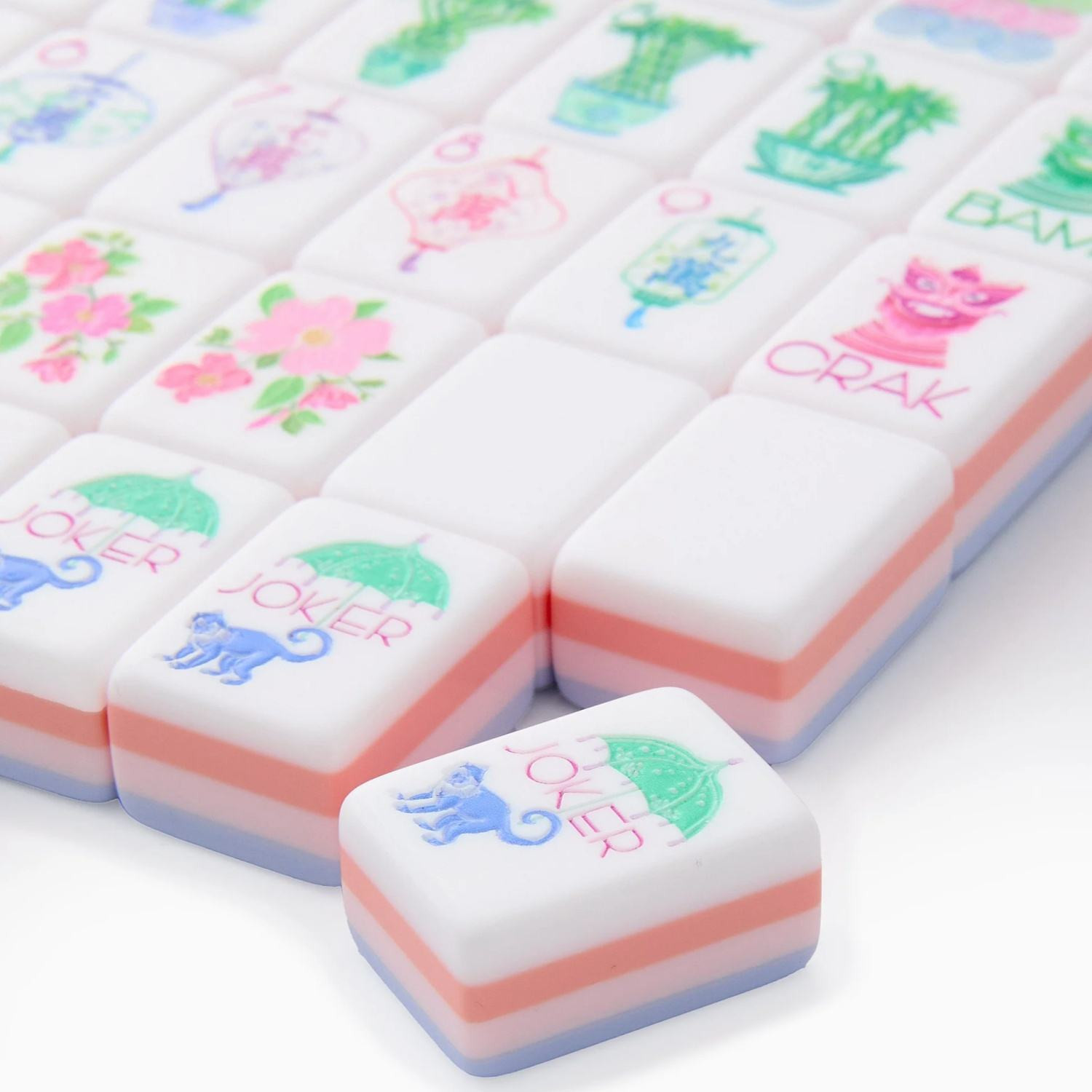 160Pcs American Mahjong Tiles 4-Layer Acrylic Light Purple Engraved Set