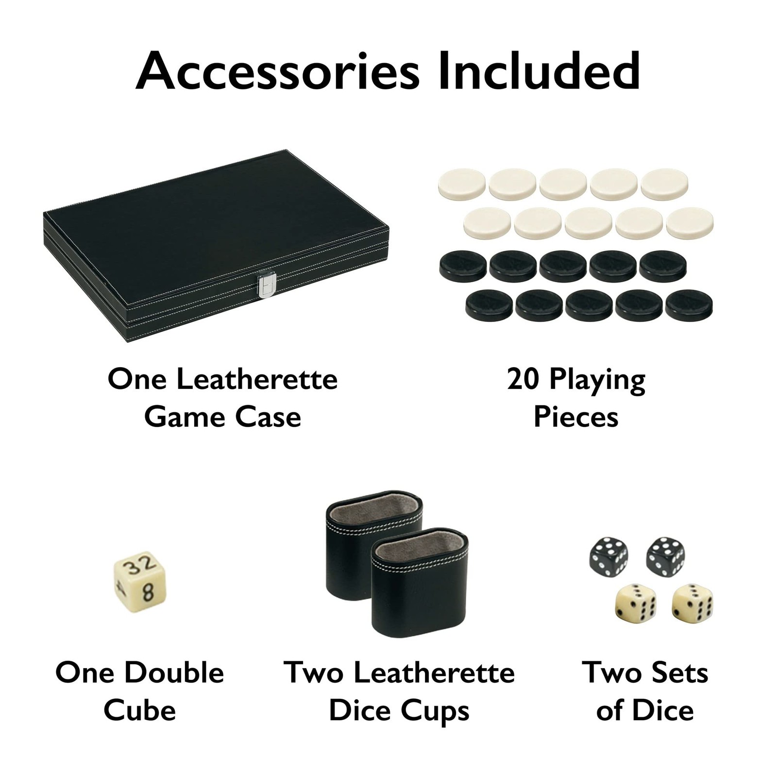 Mainstreet Classics 15 Inch Backgammon Set Travel Leatherette Case with Dice Kit