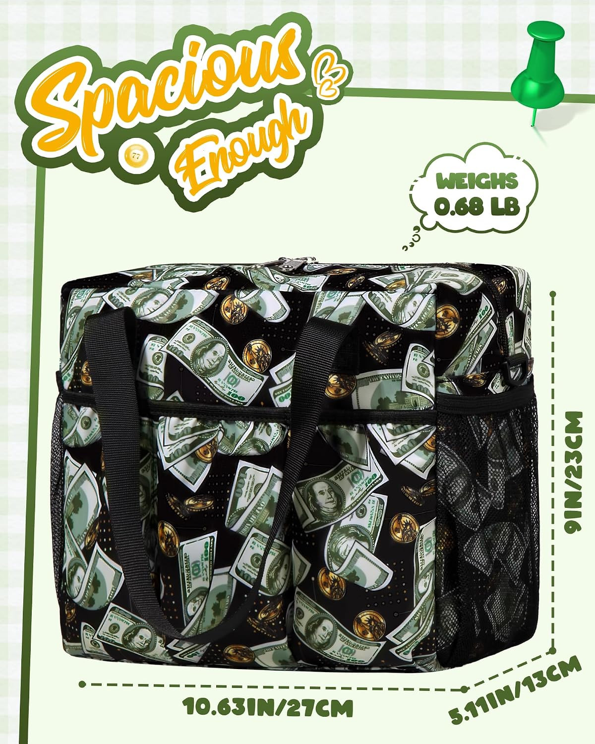 Bingo Bag with Pockets for Daubers Dabbers Dobbers Dotters Casino Bingo Game Acc