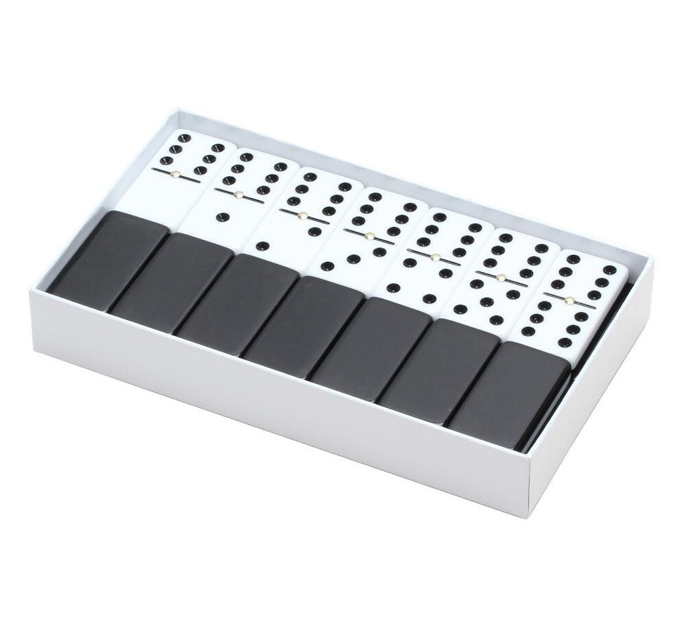 Premium Dominoes Double 6 Six Jumbo Size Acrylic 2 Tone Tile Black & White