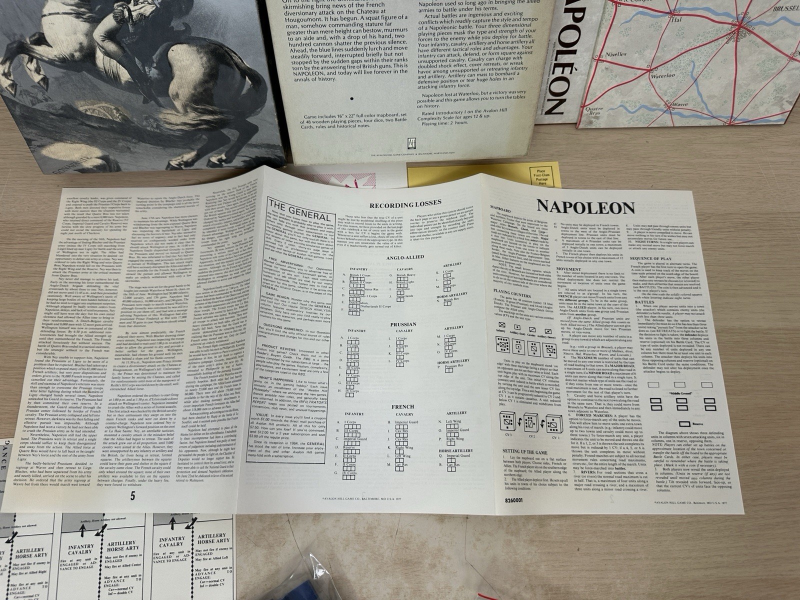 Napoleon: The Waterloo Campaign Game – 1977 Avalon Hill #826 – COMPLETE!