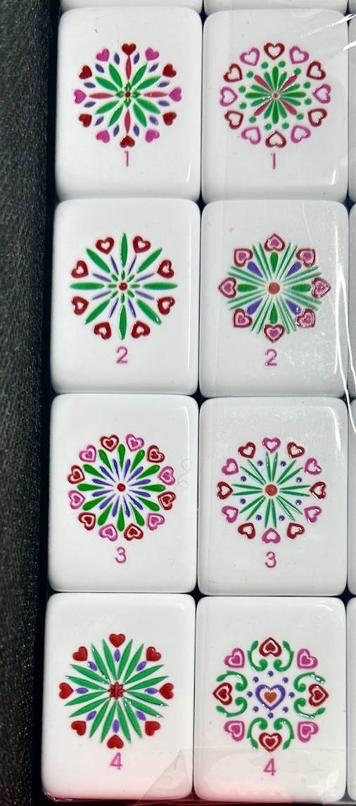 Complete American Mahjong Set Engraved Acrylic Heart Motifs 166 4-Layer Tiles