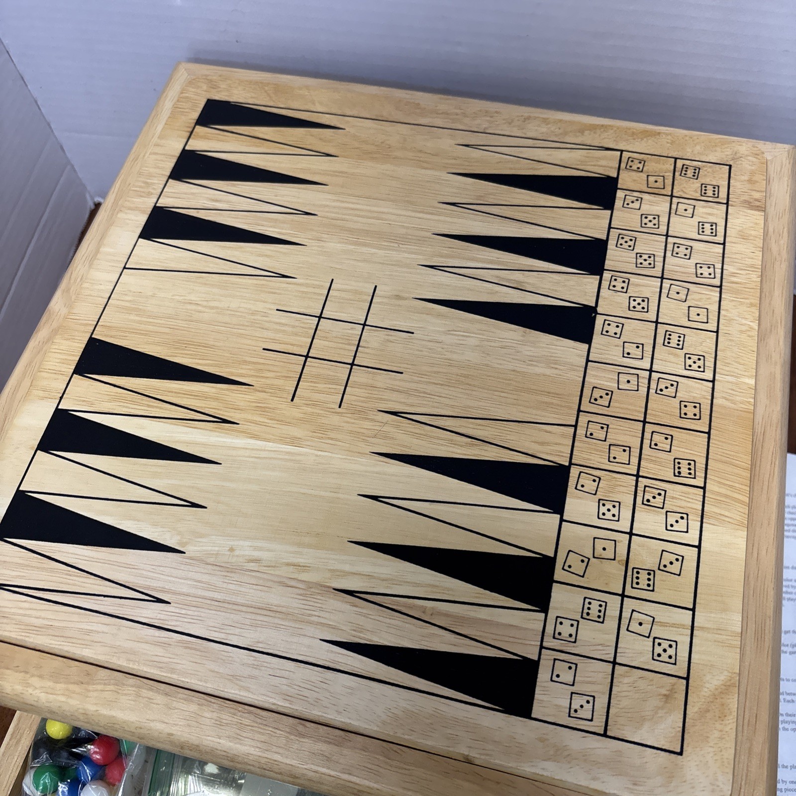 Cardinal 2002 GAME HOUSE 10 Classic Games WOOD Boards & Box Chess Checkers Pachi