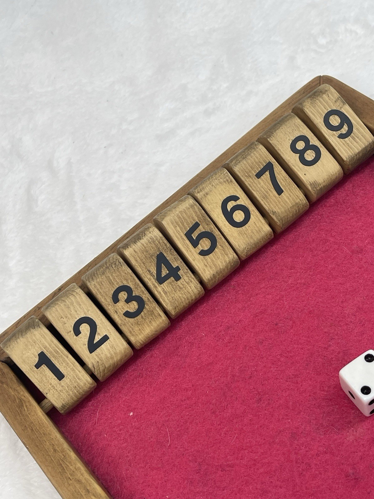 Vintage Shut The Box Wooden Dice Game 2 Player Red Felt Pub Bar Tabletop Game