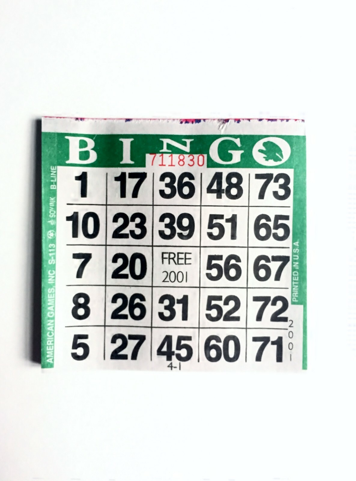1 on Single Face Bingo Paper Cards- Pack of 500- Color Green Border