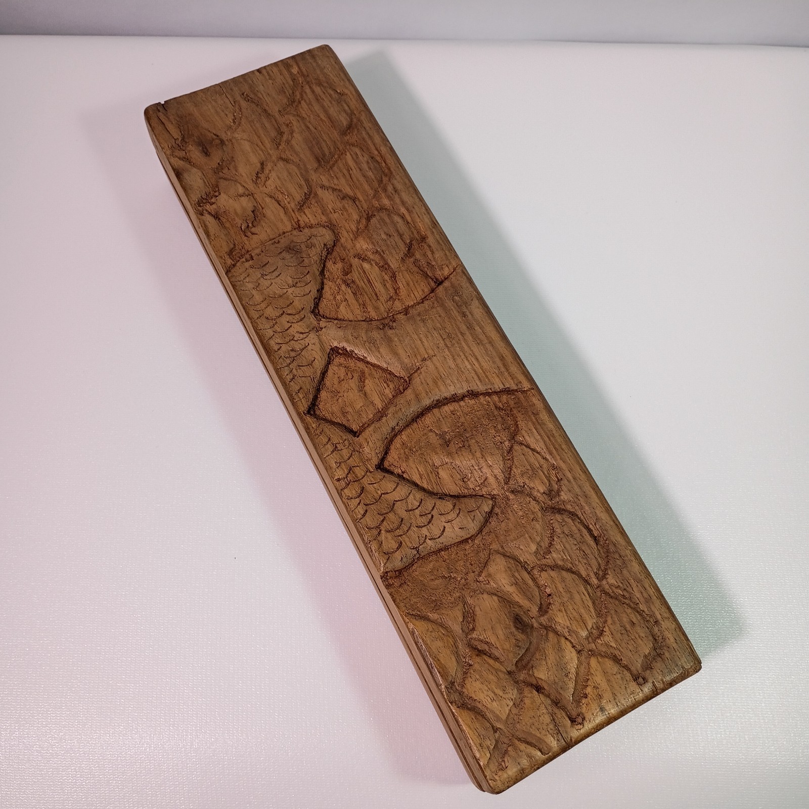 Hand Carved Wooden Mancala Board Game Handcrafted Animal Carving Design Vintage