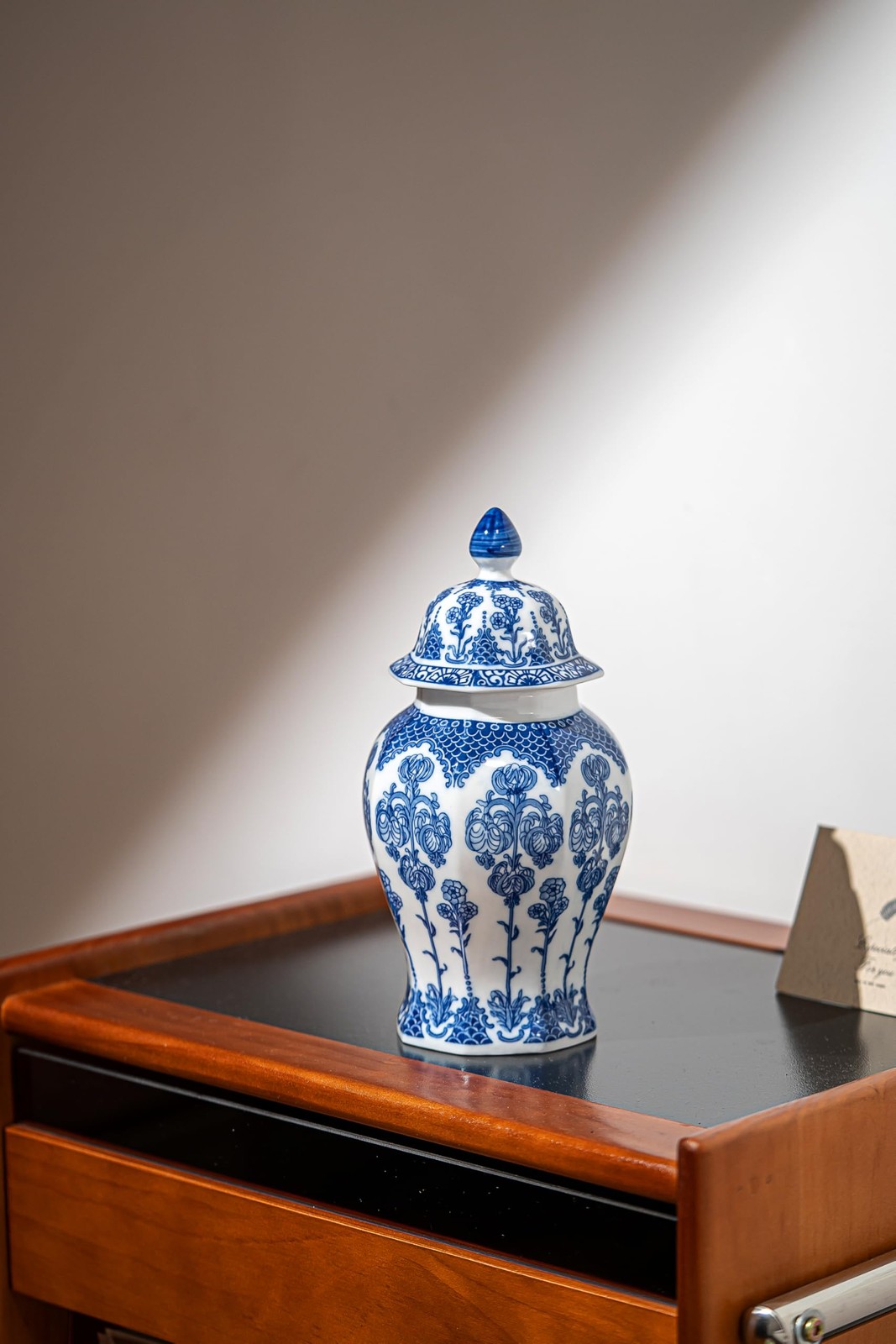 Blue and White Ginger Jar, Ceramic Chinoiserie Decorative Jars for 10″H,