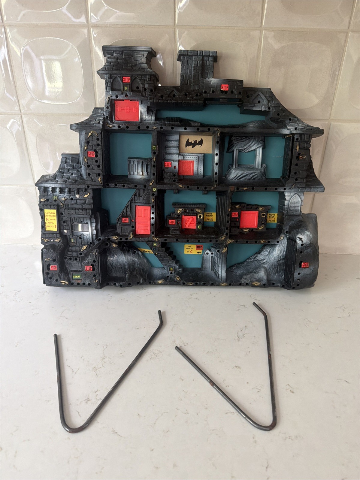 1962 Haunted House Game by IDEAL Toy Company W/ Stand & Jewel Vintage Halloween
