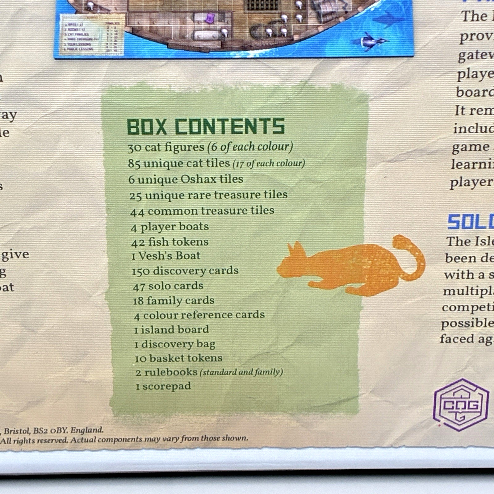 The Isle of Cats Base Game Family + Solo Mode 2019 City of Games