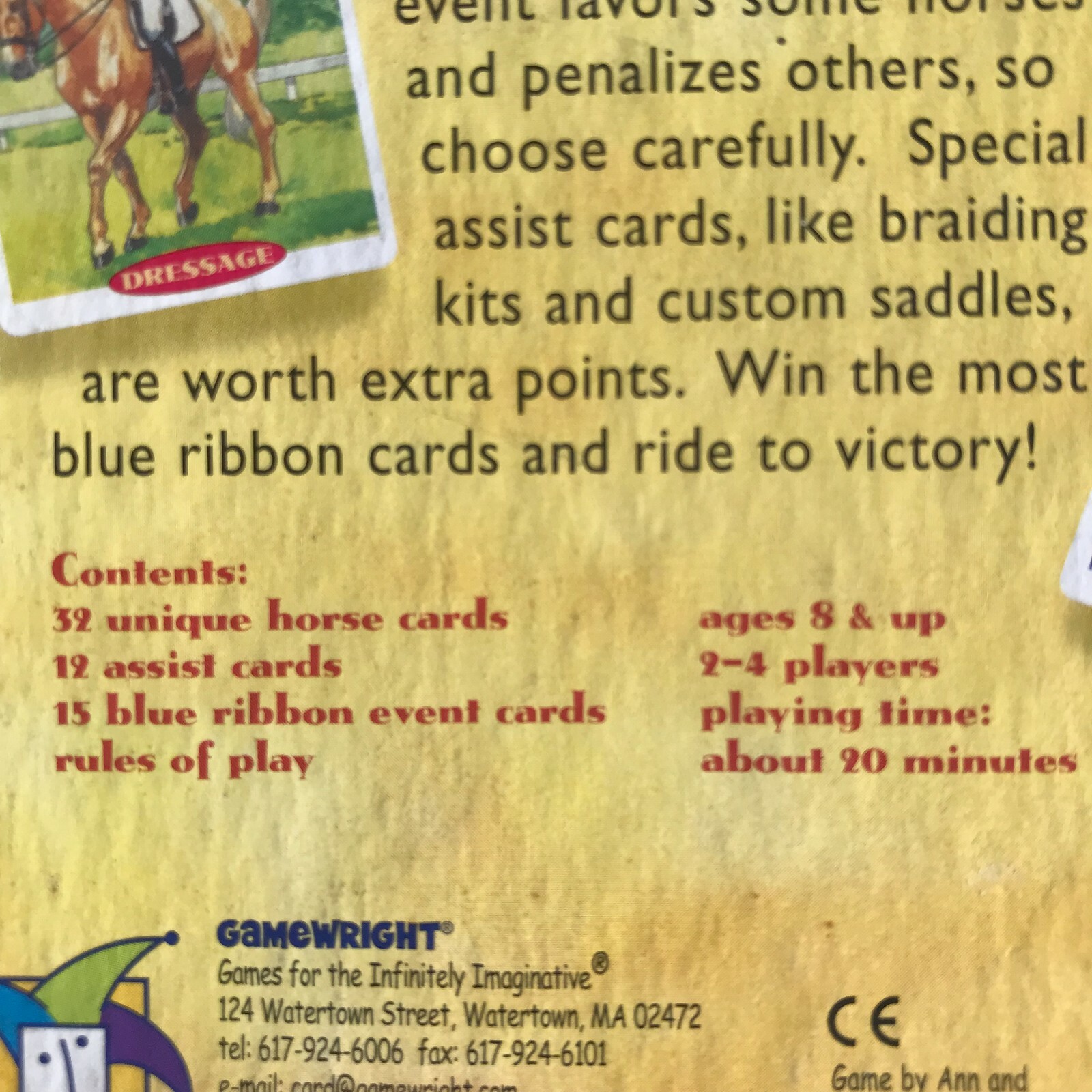 Gamewright HORSE SHOW Blue Ribbon Card Game COMPLETE Award Winner EUC