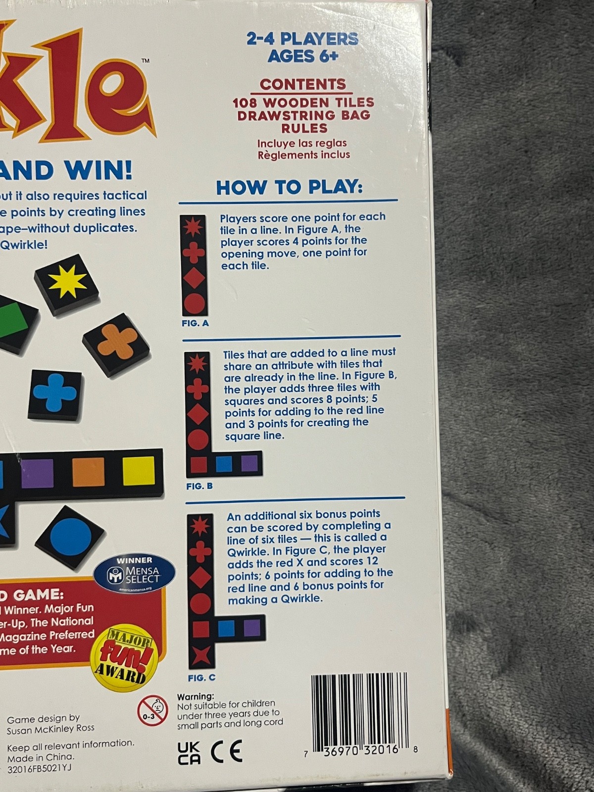 Qwirkle Board Game With All Pieces & Instructions Included -Excellent Condition
