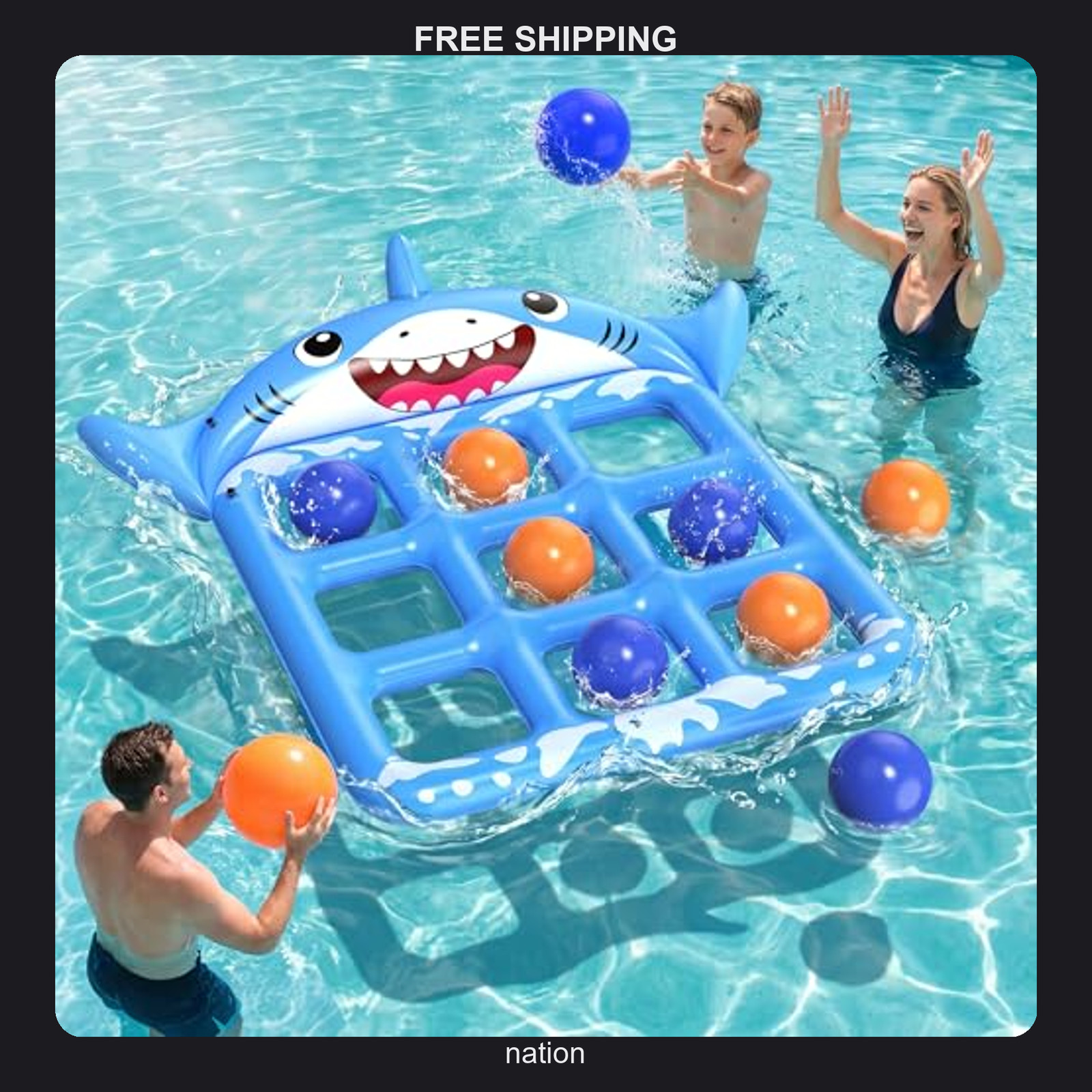 Giant Inflatable Shark Tic-Tac-Toe Pool Game for Kids Adults