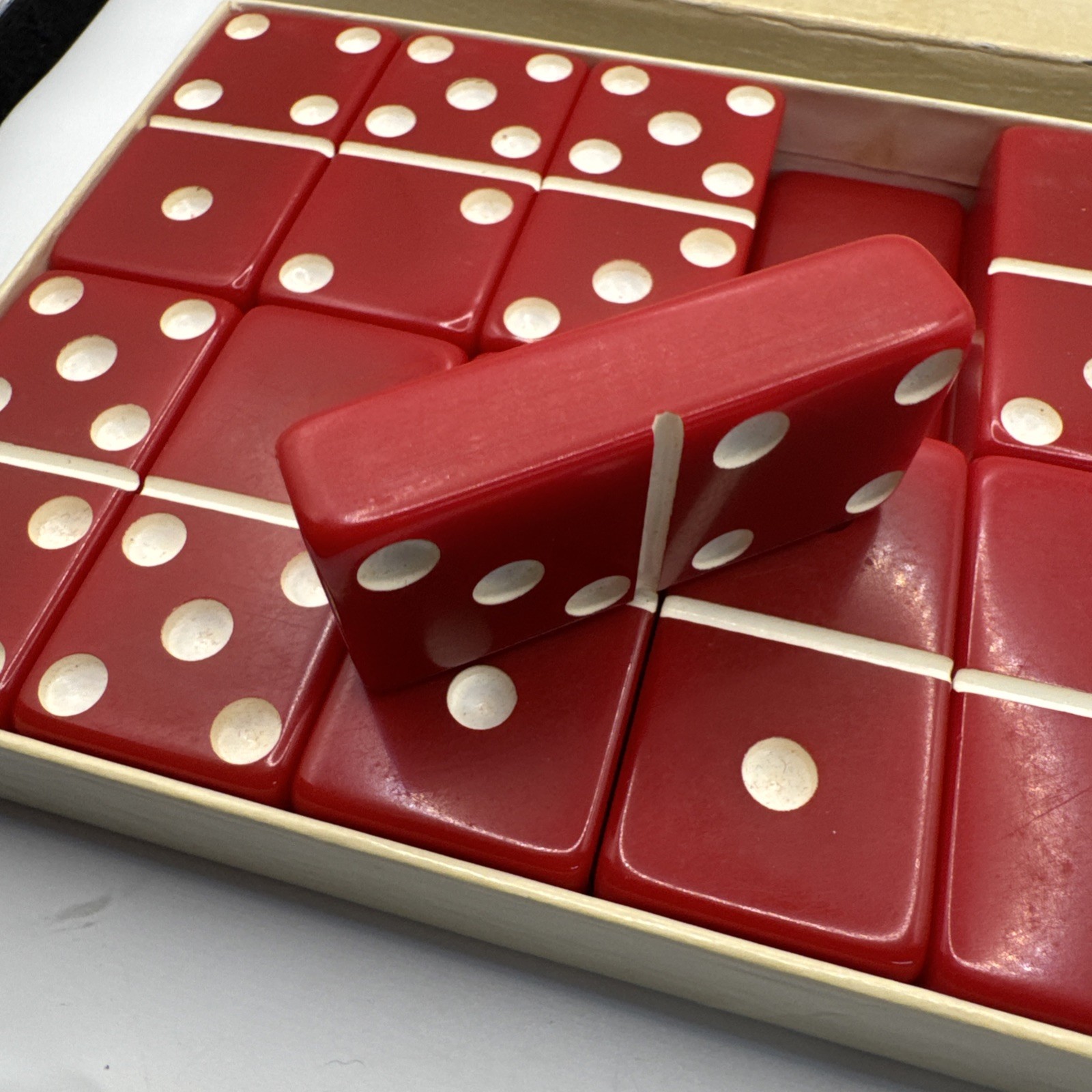Super Thick Jumbo Size Giant Face Marblelike Dominoes (Red) By Puremco No.1632