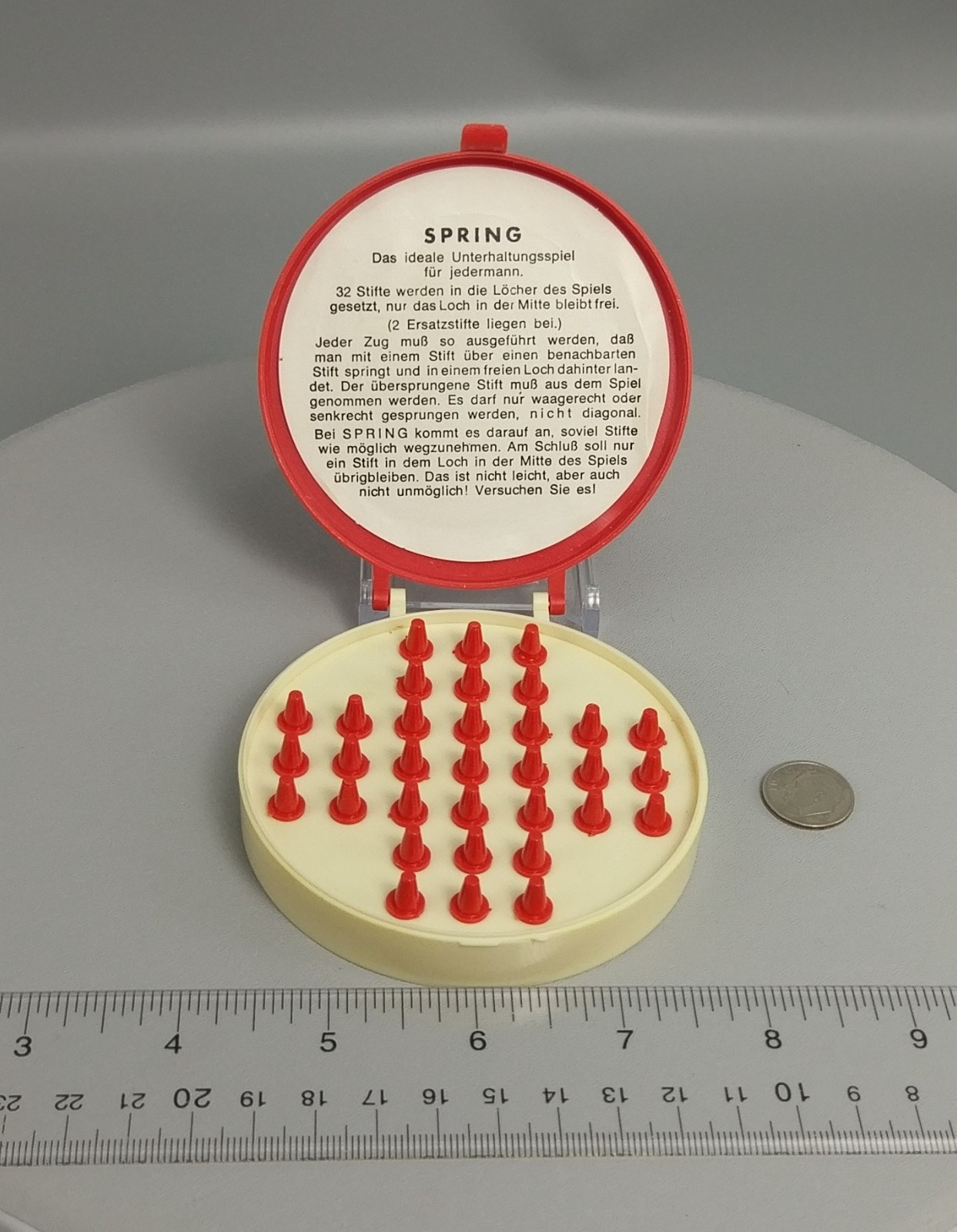 Vtg SPRING Solitaire PEG GAME Schmidt Spiele German Travel Edition Brain Teaser!