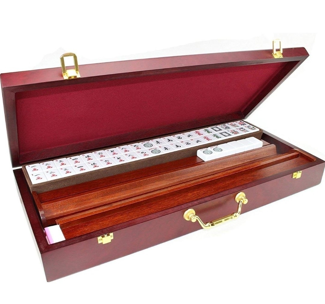 4 Pushers Complete American Mahjong Set in Wooden Case, 166 Tiles(Mah Jong mah J
