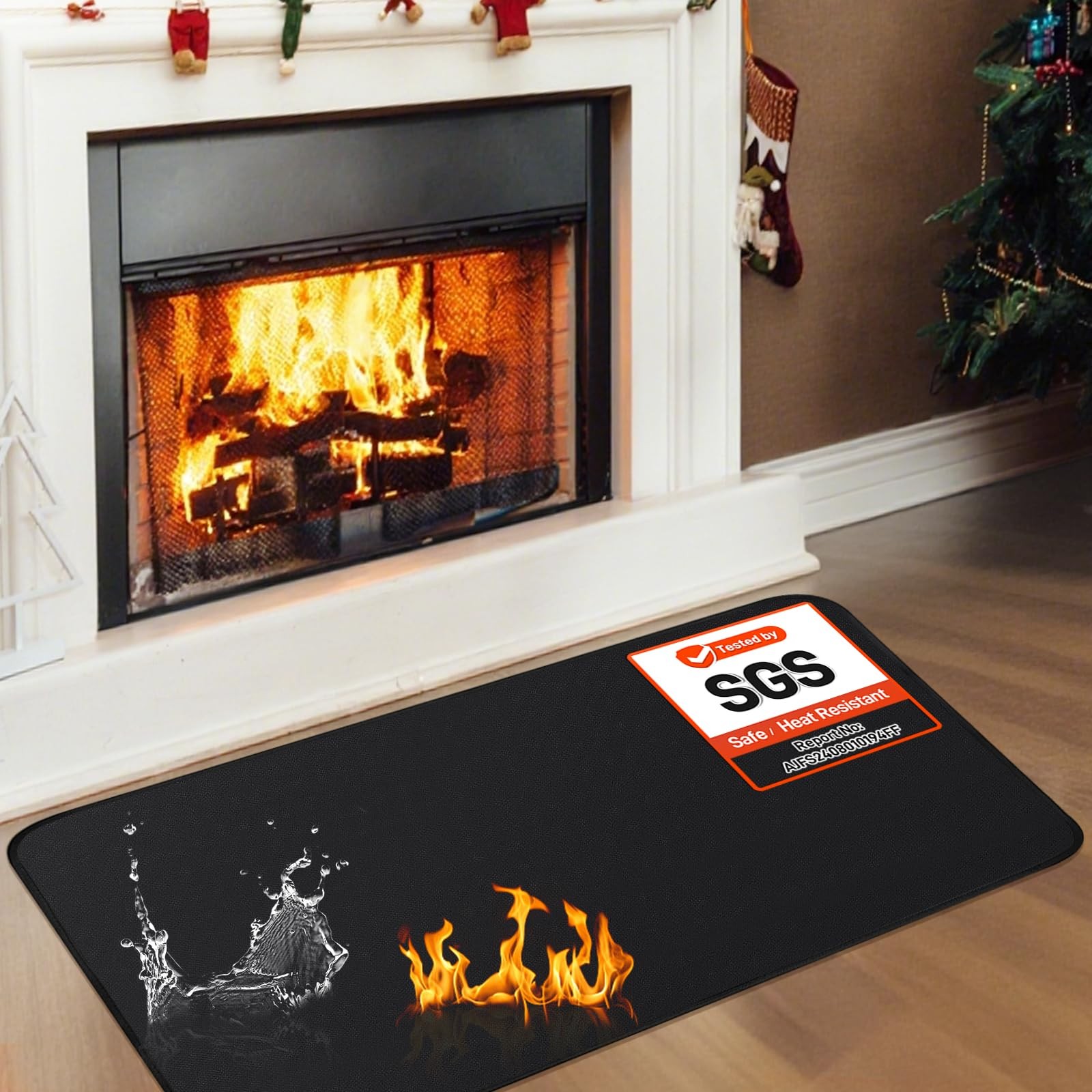Fireplace Mat, 2′ x 3’6” x 0.04” x 3’6″ (Rectangular), Black